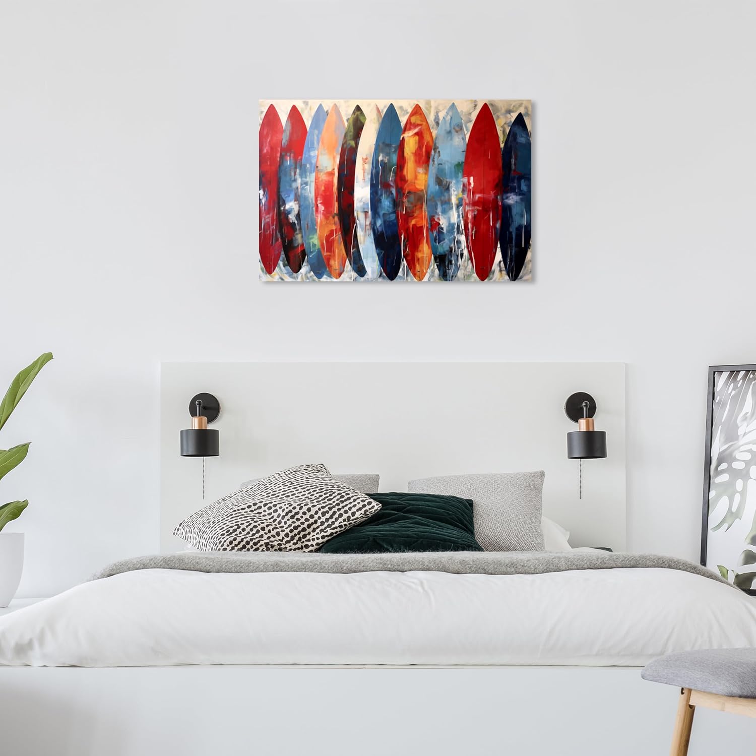 Wynwood Studio Sports and Teams – Lienzo decorativo contemporáneo envuelto, escaparate de tablas de surf, arte de pared para sala de estar,