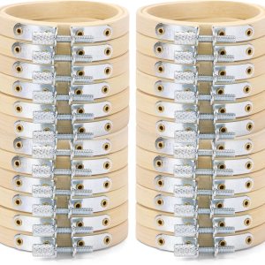 Caydo 24 aros de bordado de 2.5 pulgadas a granel, pequeños aros de punto de cruz, círculo de bambú, mini aros de bordado para adornos de Navidad, Caydo 24 aros de bordado de 2.5 pulgadas a granel, pequeños aros de punto de cruz, círculo de bambú, mini aros de bordado para adornos de Navidad,