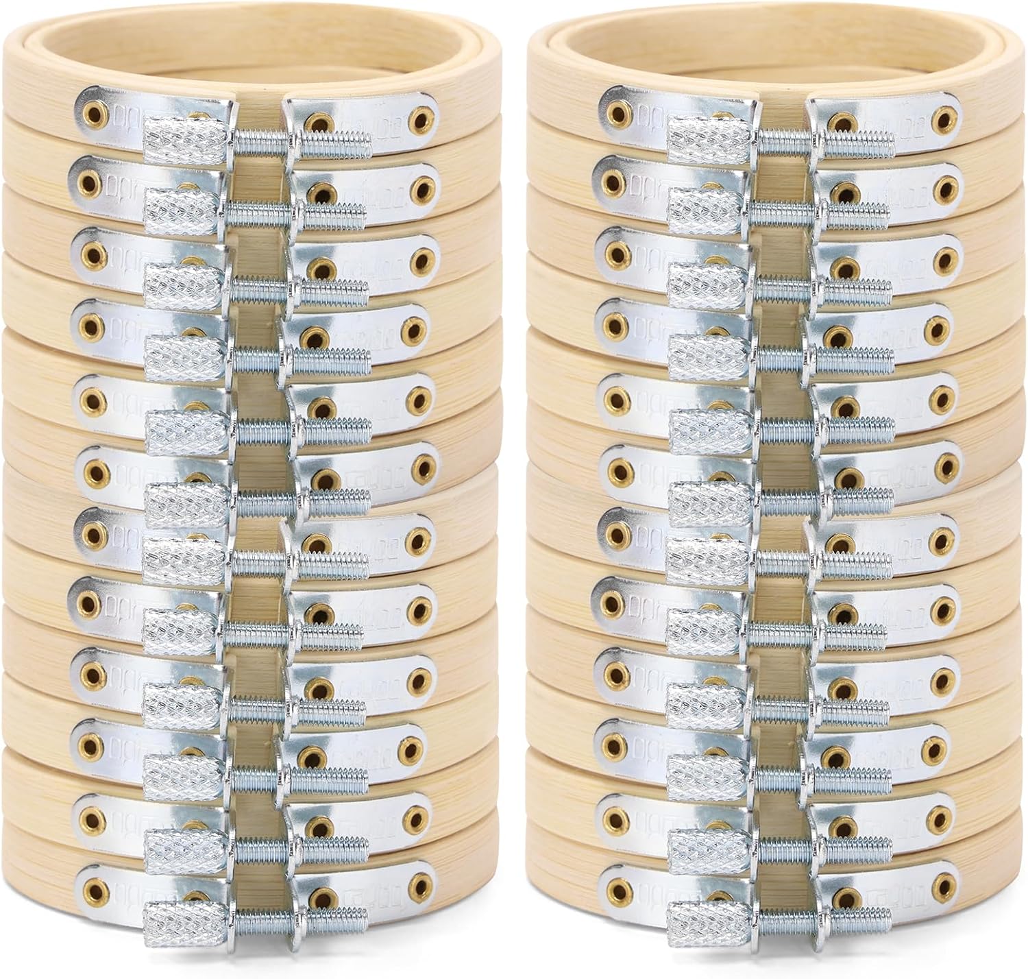 Caydo 24 aros de bordado de 2.5 pulgadas a granel, pequeños aros de punto de cruz, círculo de bambú, mini aros de bordado para adornos de Navidad,