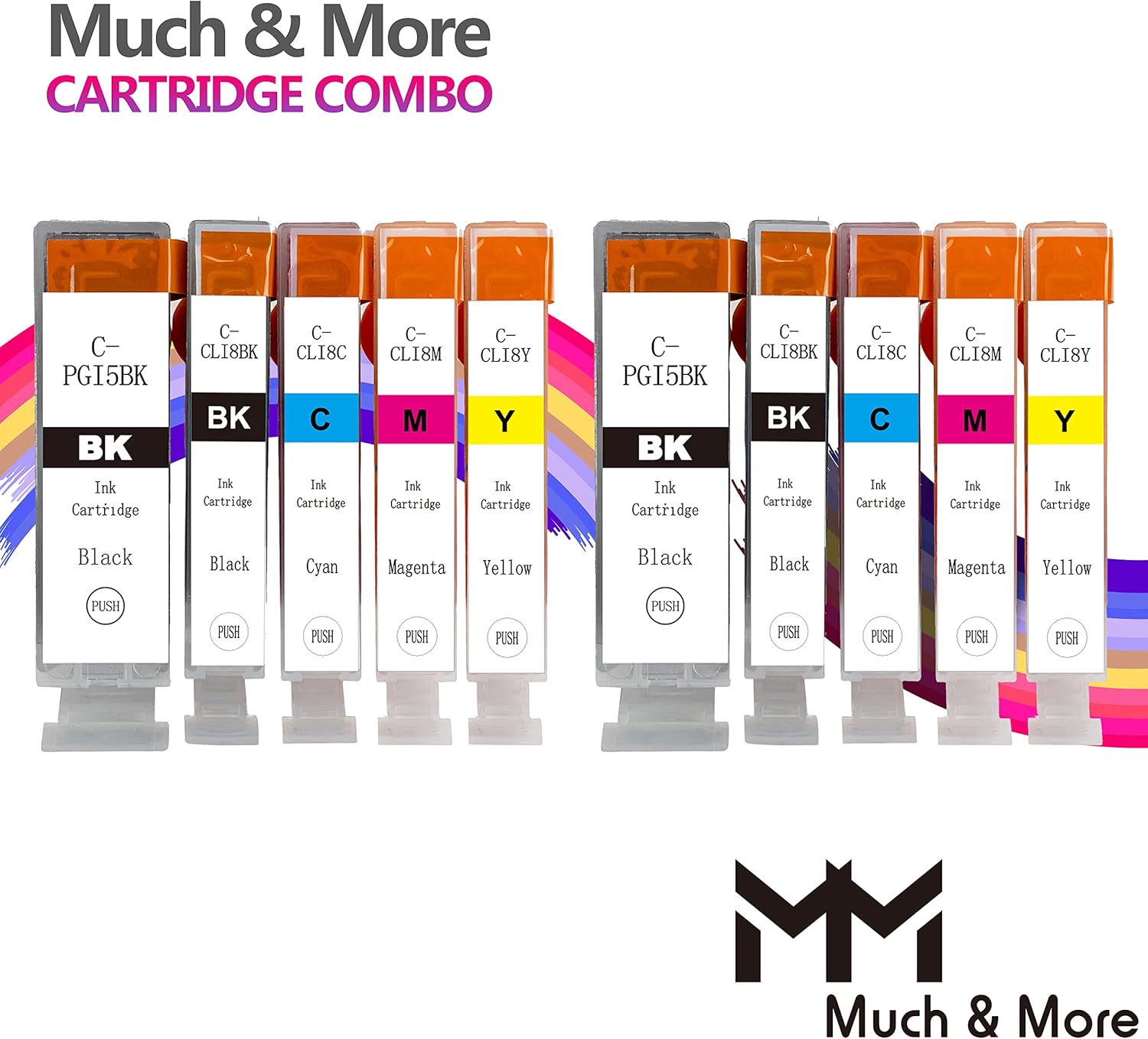 MM MUCH & MORE Cartucho de tinta compatible PGI5 CLI8 de repuesto para Canon PGI-5 CLI-8 PGI 5 CLI 8 utilizado para PIXMA iP3300 iP4200 iP4300
