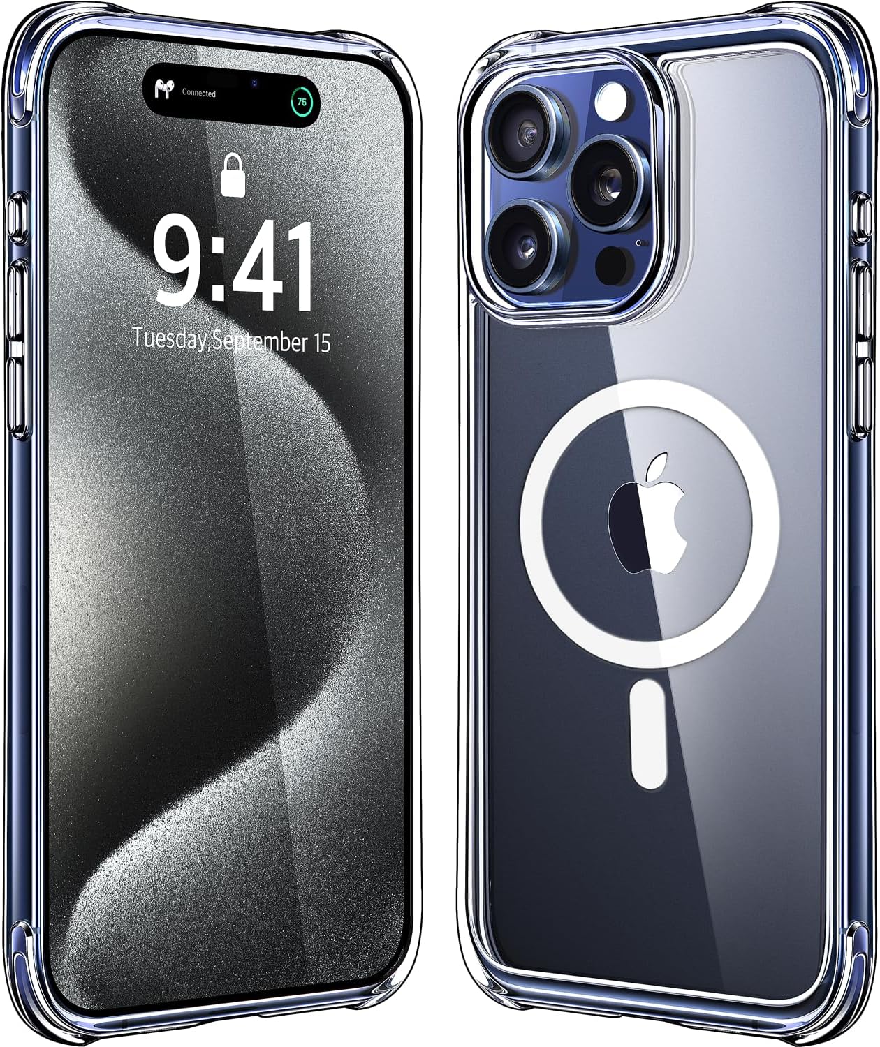 Mkeke Funda magnética diseñada para iPhone 15 Pro, compatible con Magsafe, resistente al amarilleo, protección contra caídas de grado militar, funda