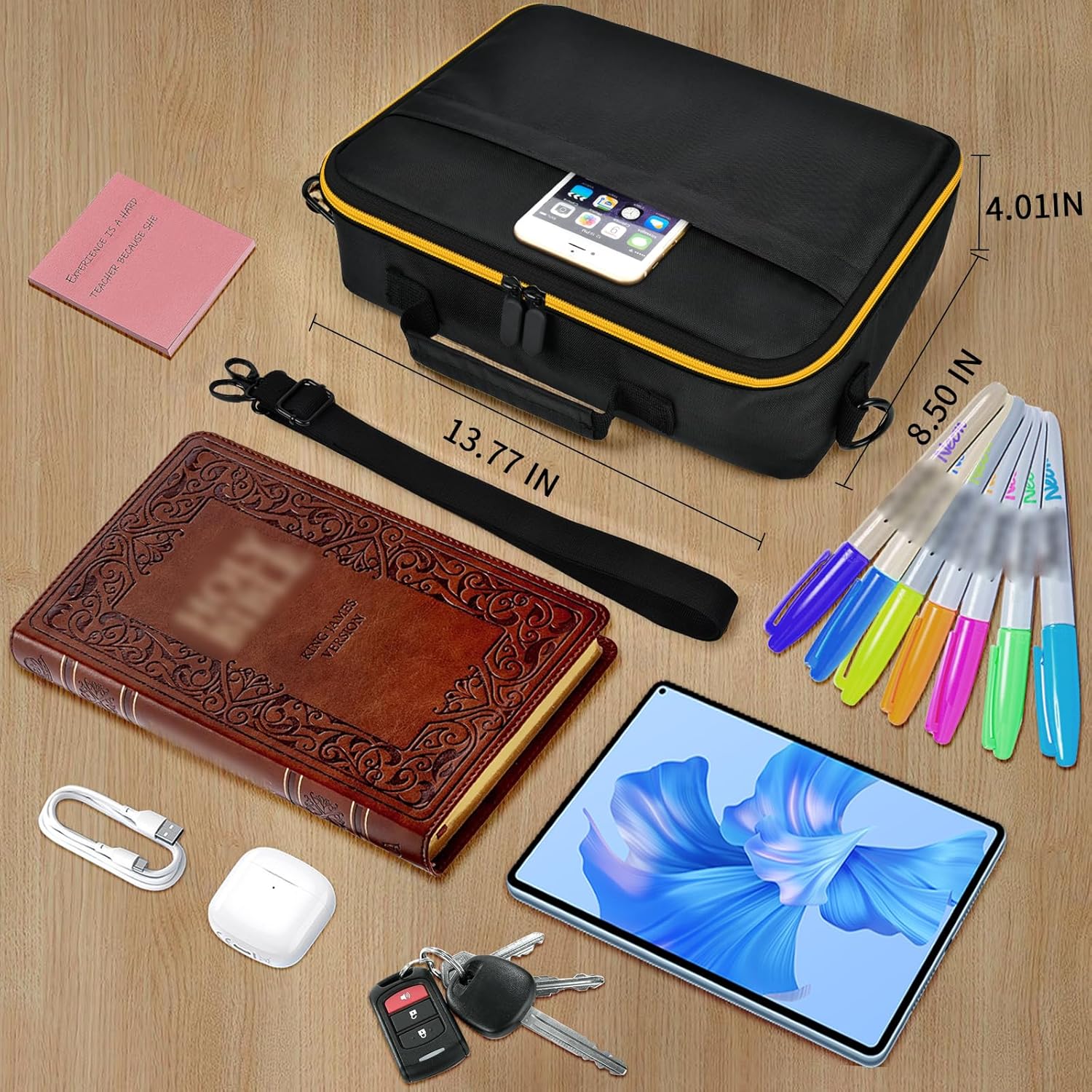 Peciue Funda grande para la Biblia, diario para la Biblia, librero de transporte para bolígrafos, libros de trabajo, resaltadores, para iPad, papel