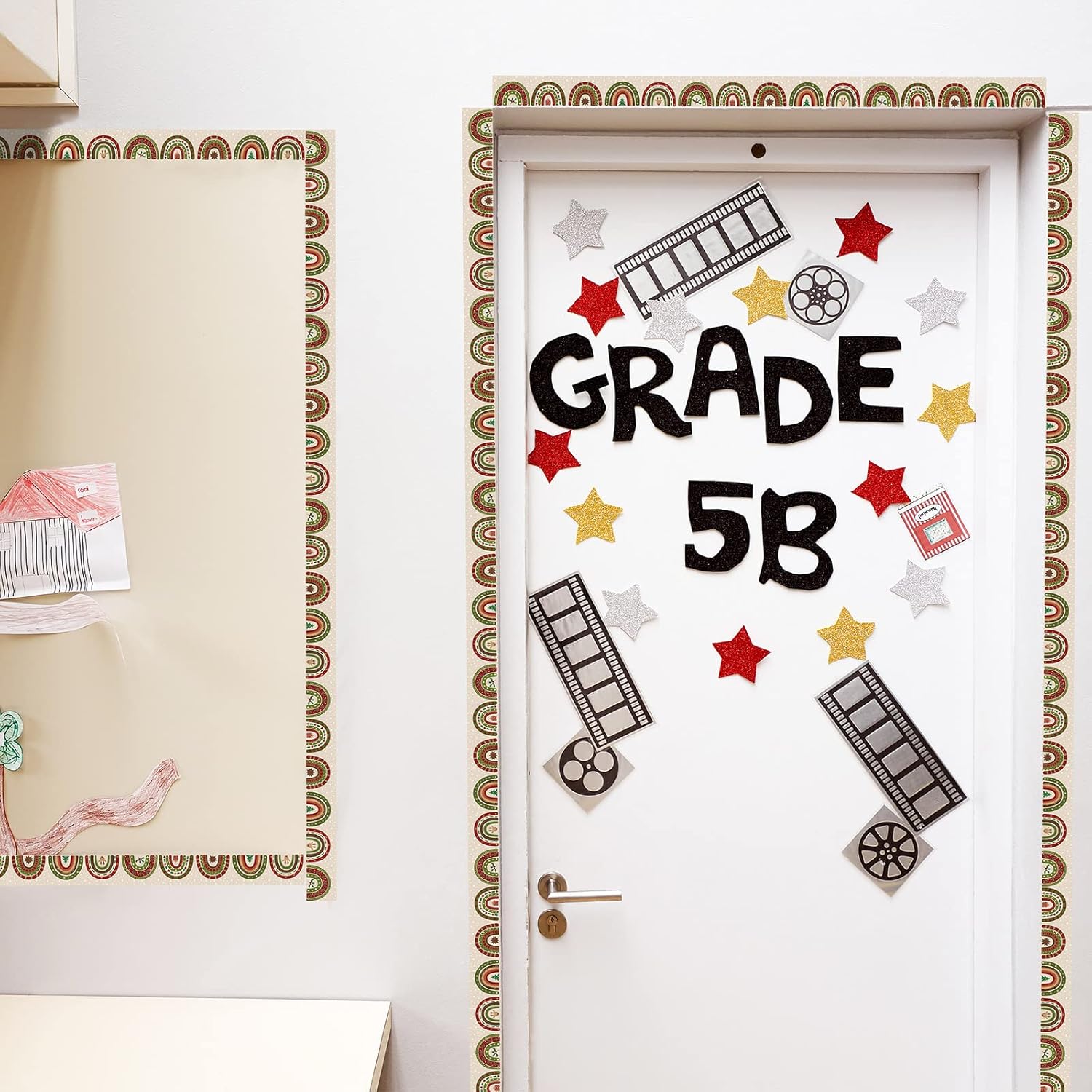 72 unidades de 70 pies de Navidad arcoíris para tablón de anuncios, bordes de aula para tablón de anuncios, borde de arco iris para Navidad, aula,