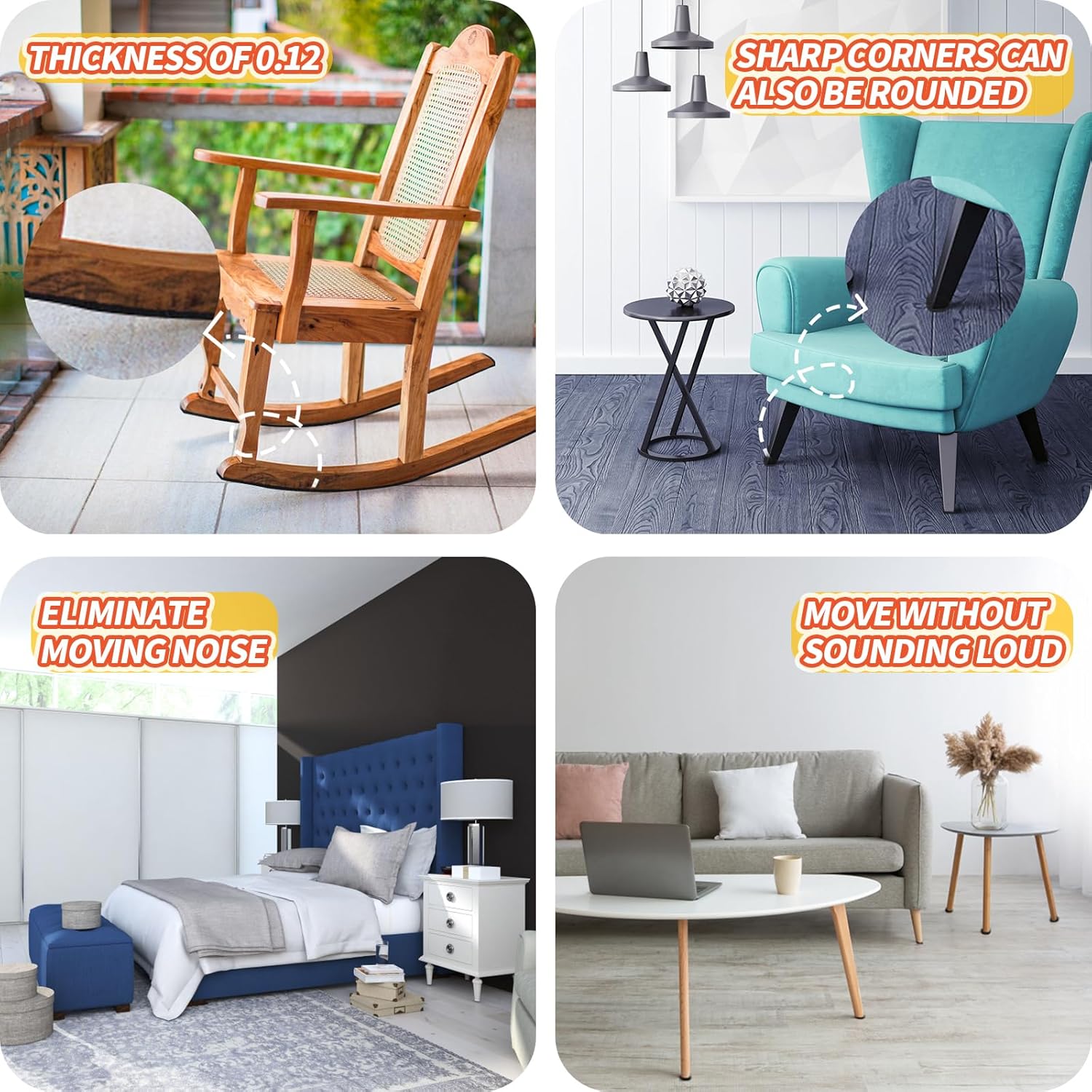 Almohadillas de fieltro para muebles, tiras de fieltro autoadhesivas antideslizantes para cortar, rollo de tira de fieltro negro resistente para