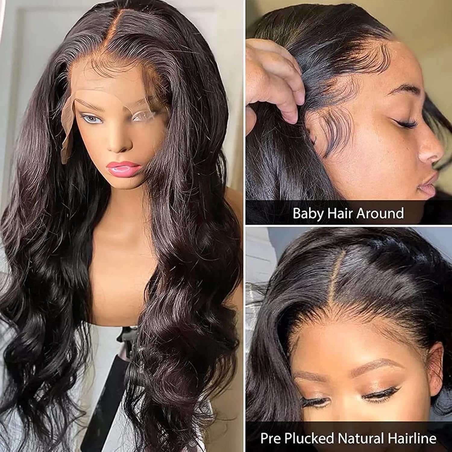 Sandistore Pelucas de cabello sintético ondulado con reflejos y encaje frontal, 180% de densidad, resistente al calor, peluca frontal de encaje