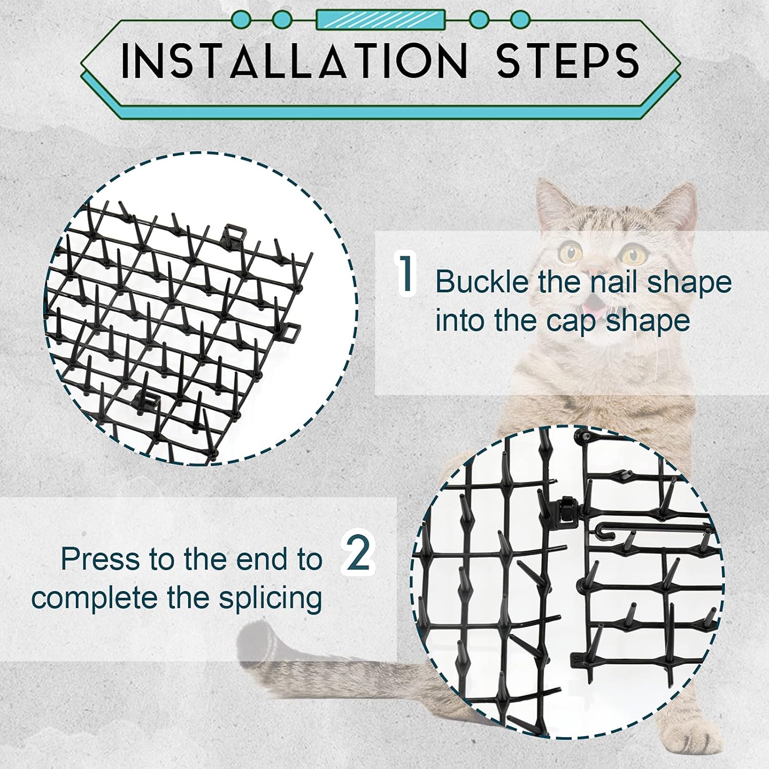 Zopeal 1 rollo de 158 x 12 pulgadas1 rollo de espigas para gatos que mantienen al perro fuera del sofá, tapete disuasorio para gatos, valla con