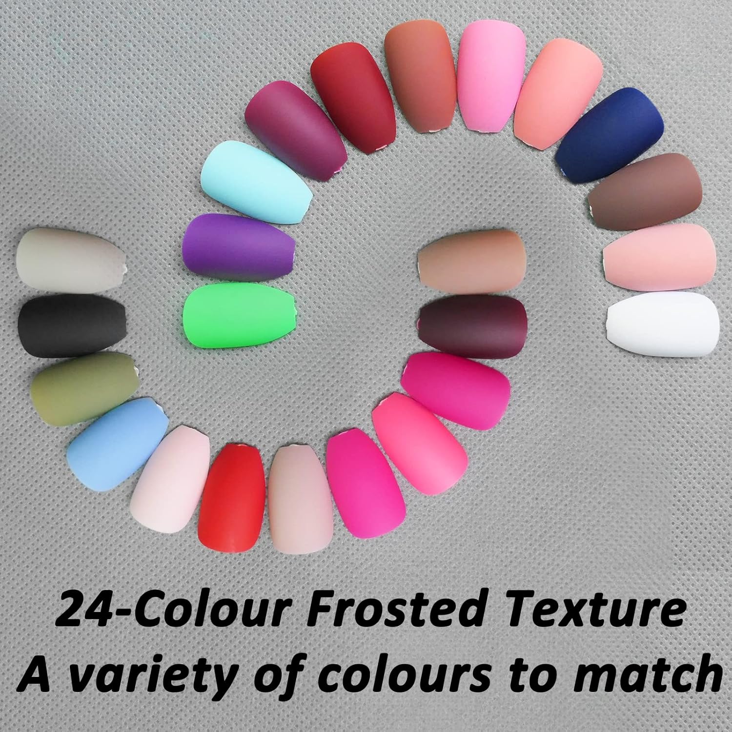 LoveOurHome 576 uñas postizas cortas a presión de ataúd, uñas postizas de color acrílico a presión, puntas de uñas postizas de cobertura completa,