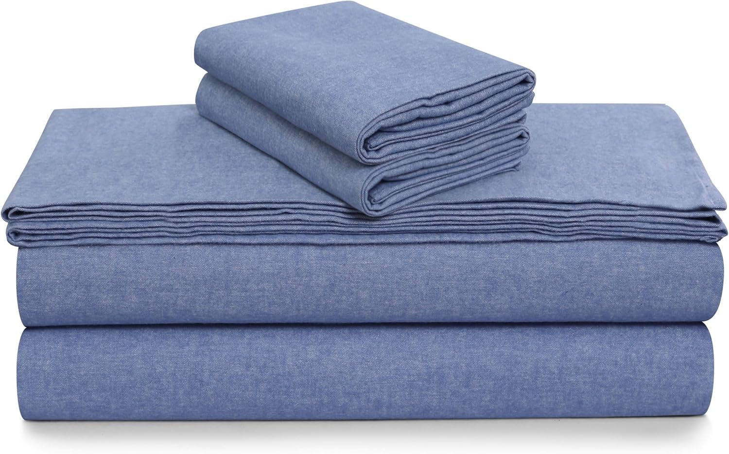 Tribeca Living – Juego de sábanas de 100% franela de algodón de hilo portugués teñido, ropa de cama suave, bolsillos extraprofundos, 4piezas,