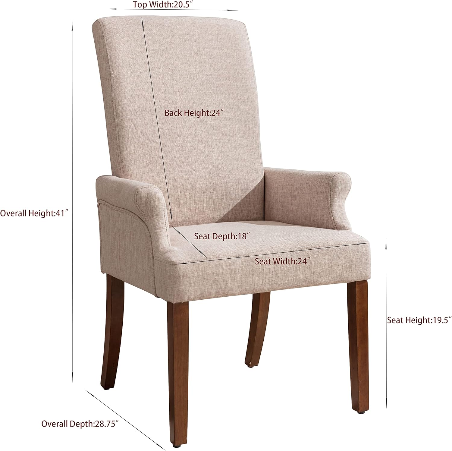 Restworld Sillas de comedor con brazos, tapizado capitoné con respaldo alto, ribete clavado con patas de madera de roble Untique para cocina,