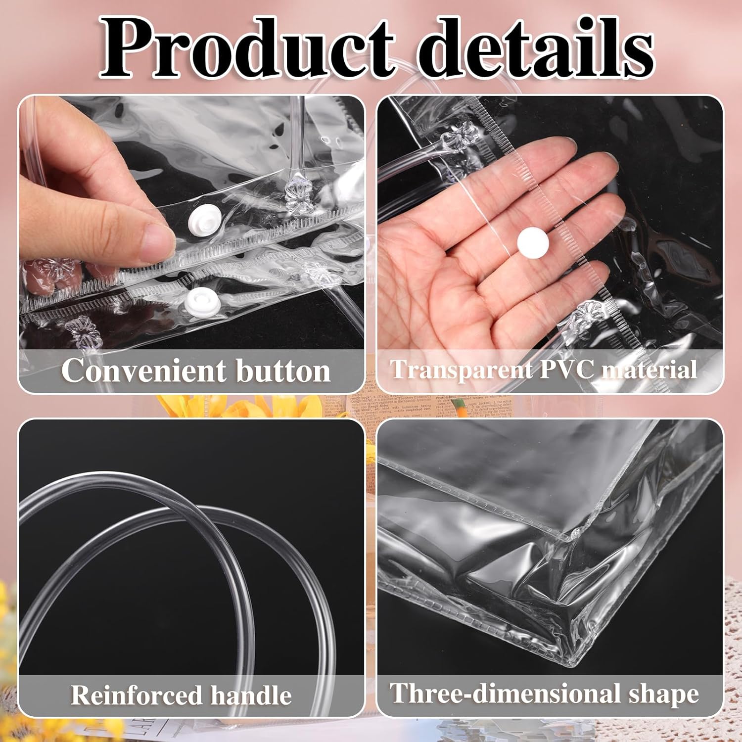 BESARME Paquete de 30 bolsas de regalo transparentes de 11 x 11 x 4 pulgadas con asa, bolsas de plástico grandes para regalo, bolsas transparentes