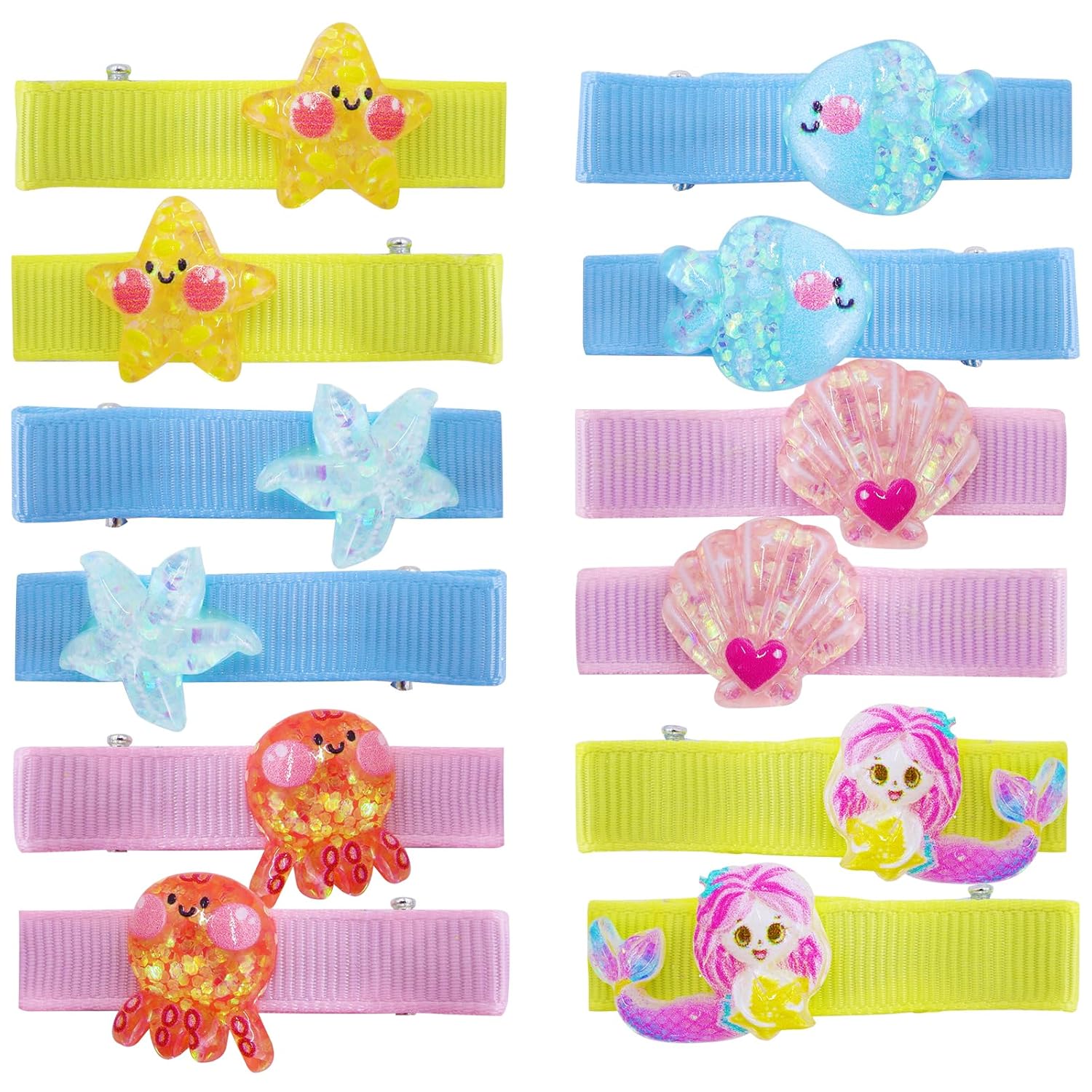 PinkSheep Pinzas para el pelo para niñas pequeñas, paquete de 612 unidades, accesorios para el cabello para niñas, unicornio, sirena, animales y