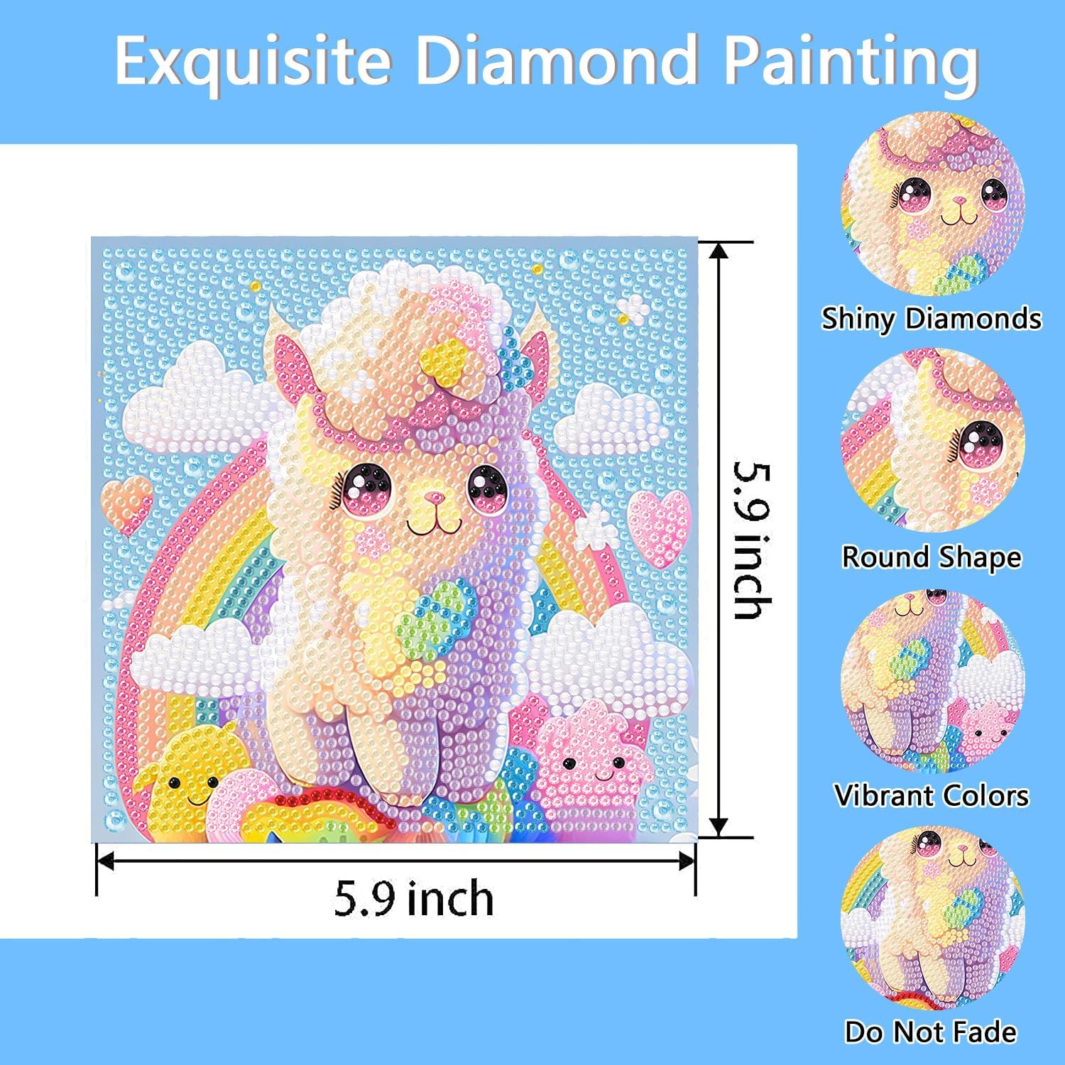 ijbnhd Kits de pintura de diamantes para adultos, animales, arte de diamantes por números, kits de artes y manualidades para niñas de 6 a 8 a 10 a