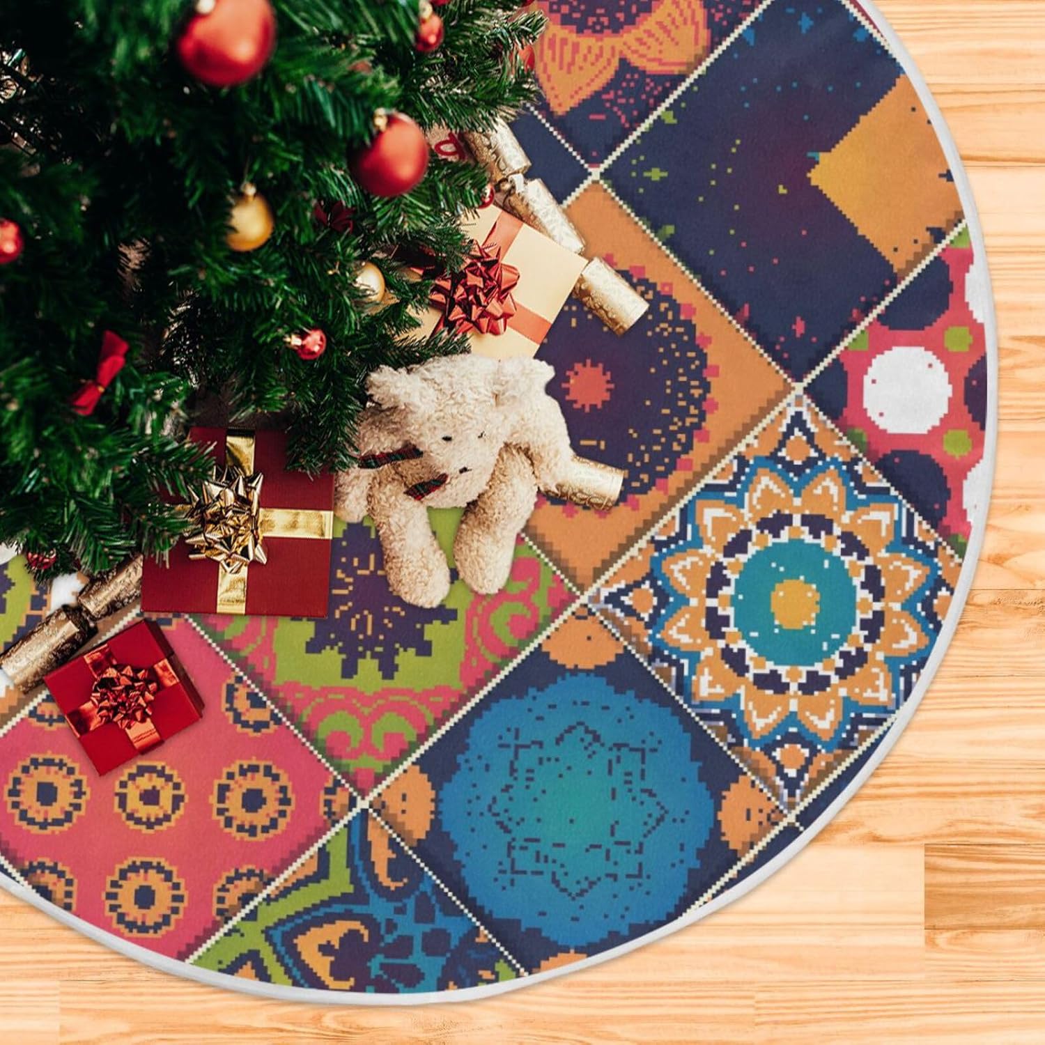 Decorative Elements Oriental Christmas Treeskirt, Chrismast Trees Decorations, Tree Skirt Washable, Tree Skirt for 3ft Tree