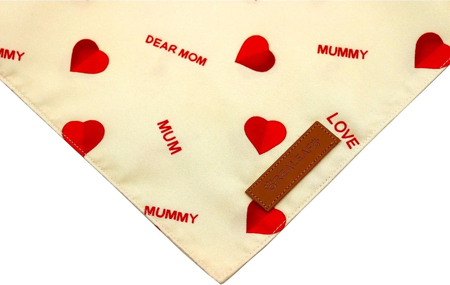 Realeaf Pañuelos para el día de la madre, 2 unidades, bufanda reversible para mascotas con texto en inglés “I Love My Mom” para niños y niñas, tela