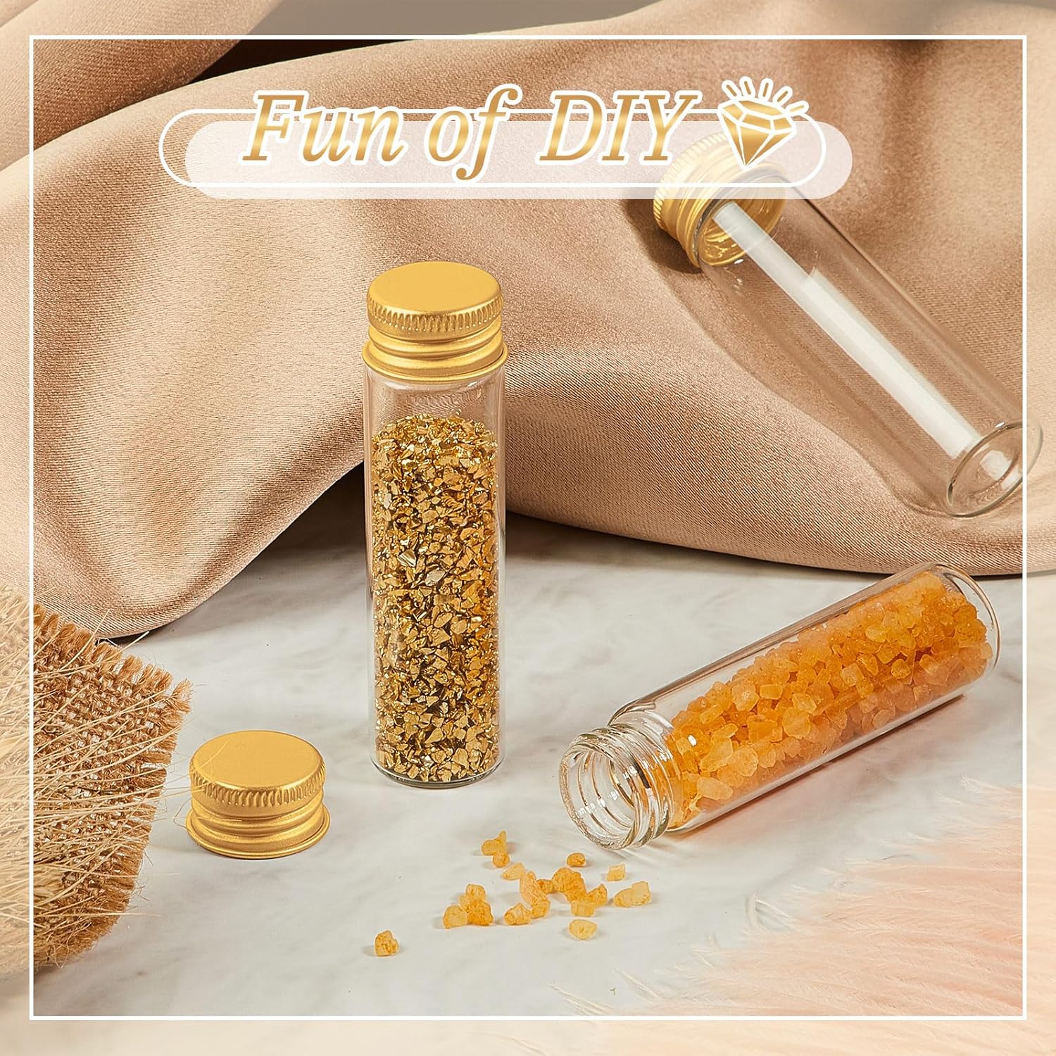 100 frascos de vidrio transparente con tapa de metal de aluminio, pequeños frascos vacíos con tapas, recipientes de muestra de bricolaje para polvo,