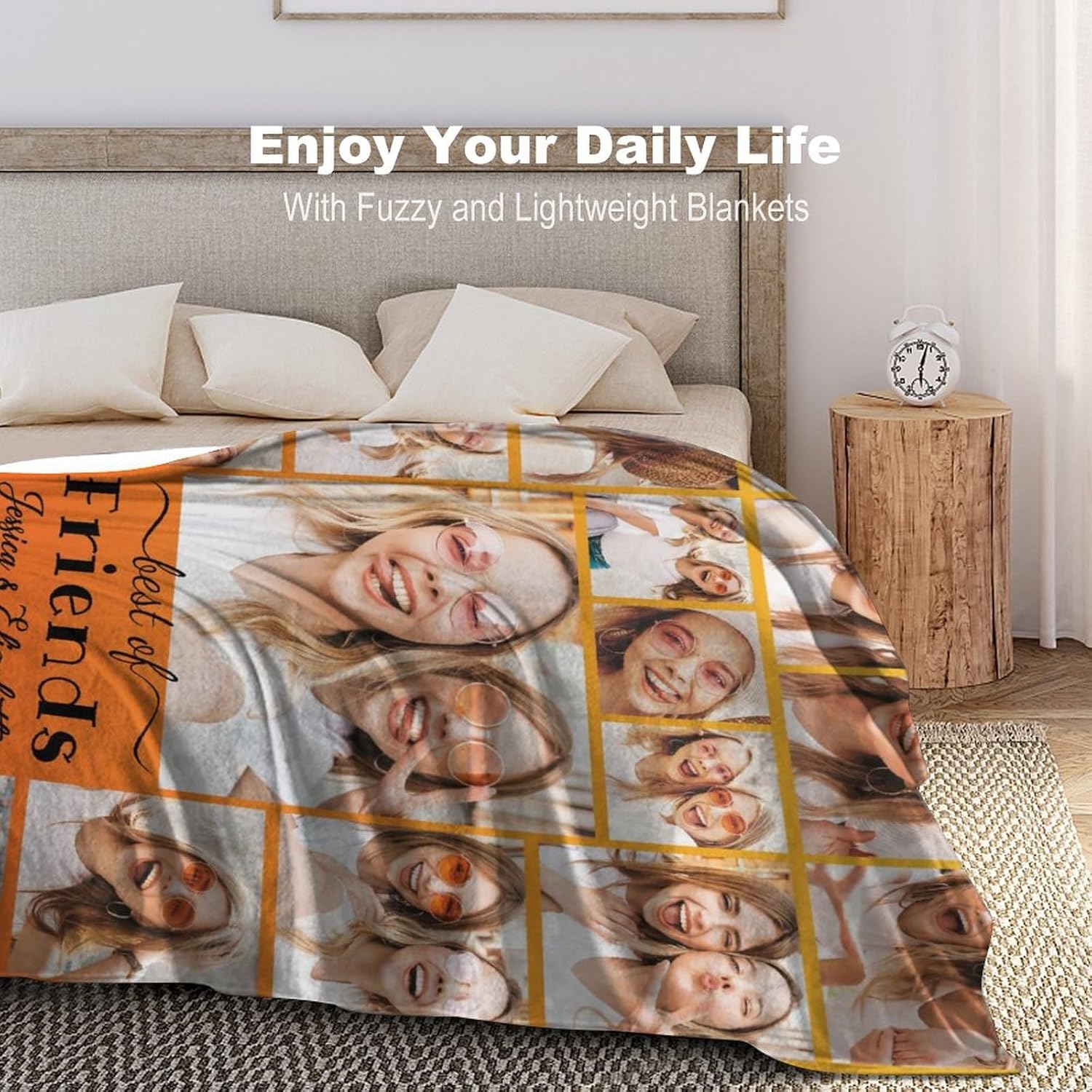 Mantas personalizadas con imágenes hechas en Estados Unidos, manta personalizada con collage de fotos personalizada para papá, mamá, esposa, marido,