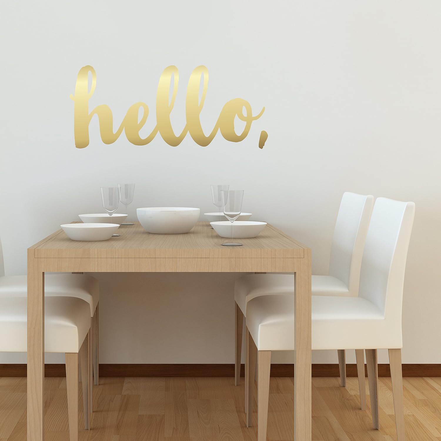 Calcomanía de pared con texto en inglés Hello Quote (dorado)