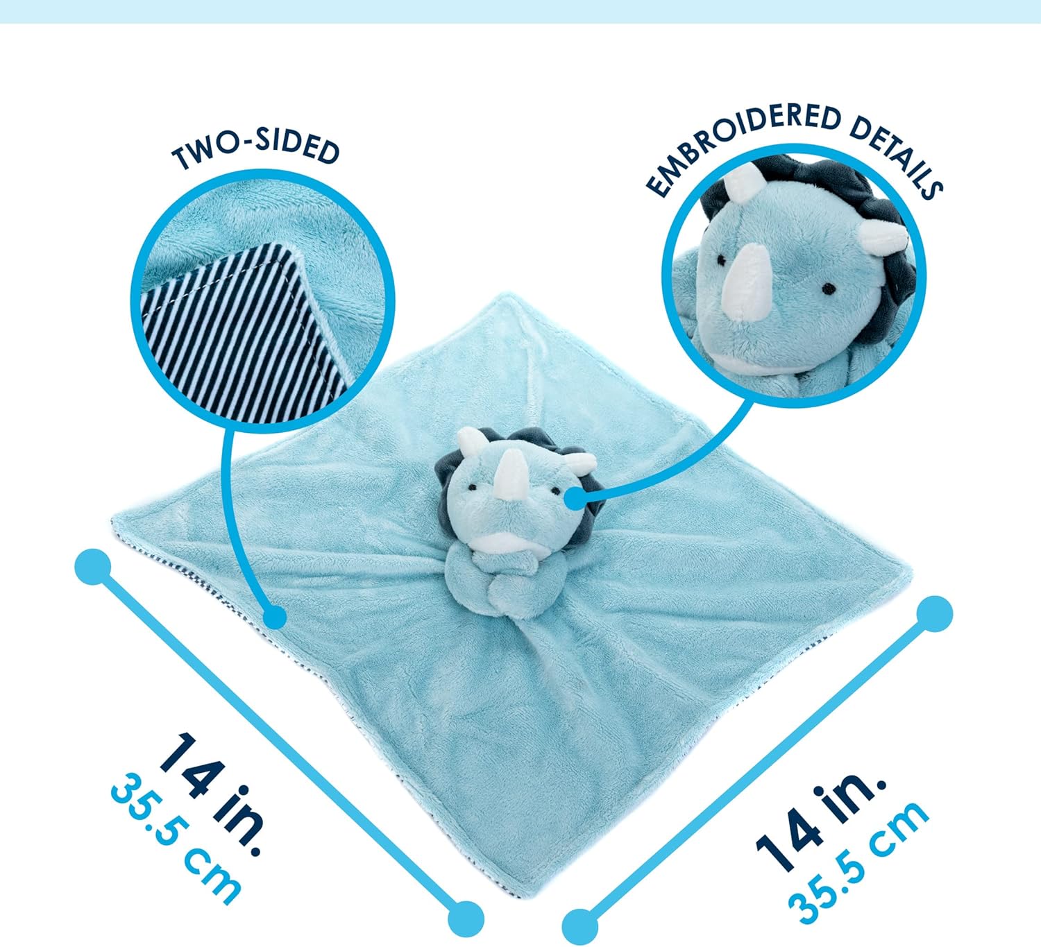 KIDS PREFERRED Carter’s Dino Cuddle – Manta de seguridad de animales de peluche para acurrucarse, cuna, color azul