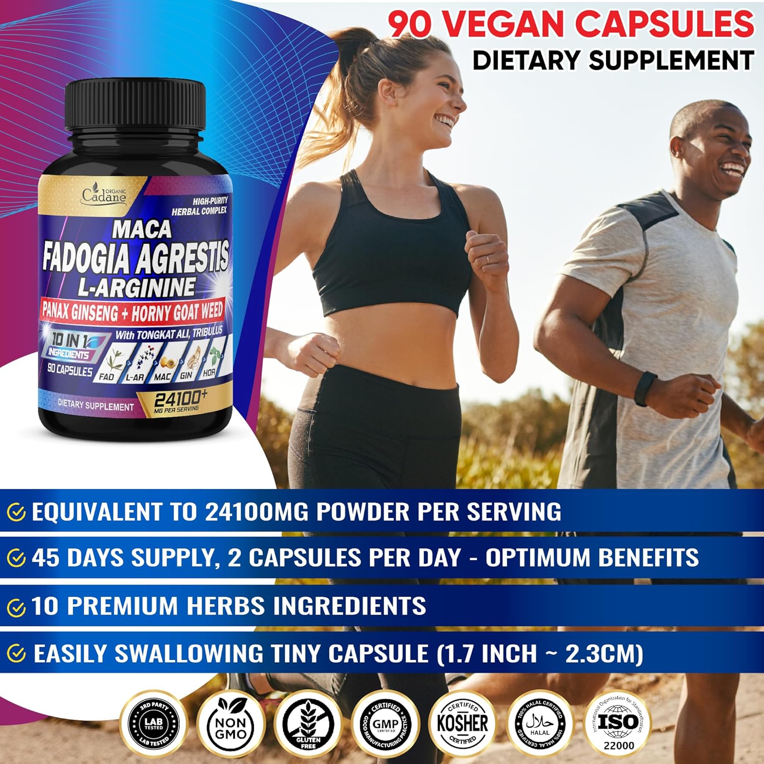 Fadogia Agrestis Suplemento 24100mg  Pre-entrenamiento, producción de energía y apoyo al sistema inmunológico  10 en 1 concentrado con L-Arginina,