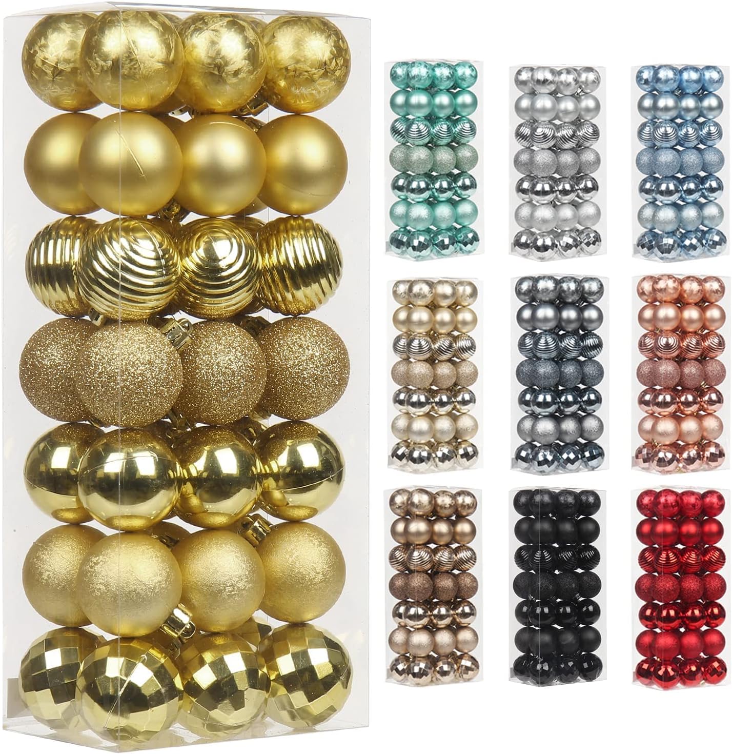 Adornos de bola de Navidad de 1.57 pulgadas, color dorado, 42 piezas inastillables, decoración de árbol de Navidad, juego para colgar en bodas,