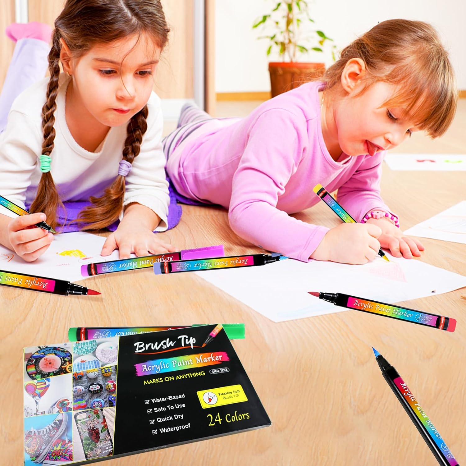 SZYZKJ Bolígrafos de pintura acrílica de 30 colores con punta de pincel suave, impermeables, de secado rápido, de 0.31 a 0.236 pulgadas, punta de