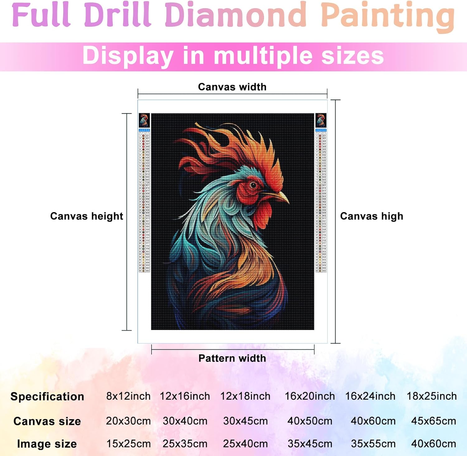 Kits de pintura de diamantes para adultos, gallo peculiar redondo de taladro completo 5D DIY kits de pintura de diamantes para decoración del hogar