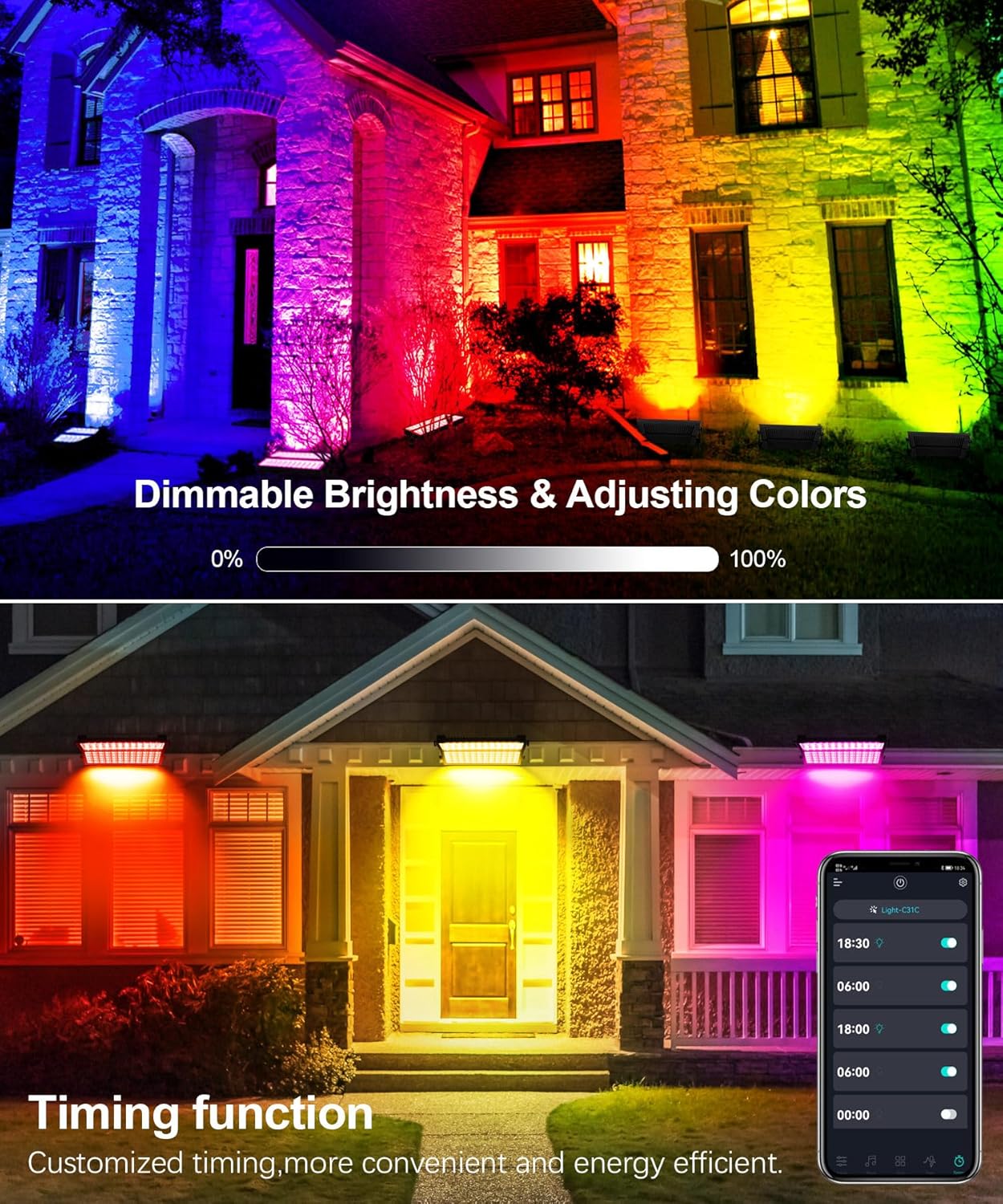 Barra de luz LED de 120 W, paquete de 2 RGBCW IP66 impermeable RGB que cambia de color DJ barra de luz con control remoto y aplicación, luces de