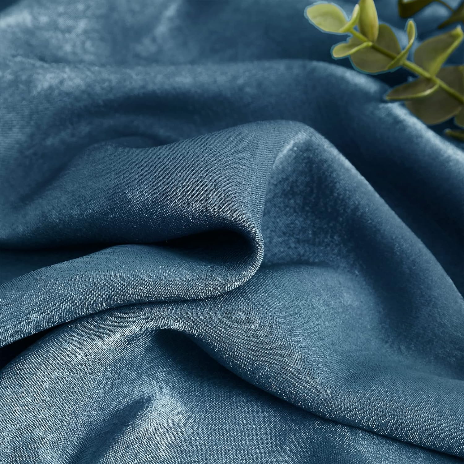 Melodieux Cortinas semitransparentes aterciopeladas azul oscuro de 84 pulgadas de largo para dormitorio, sala de estar, textura de algodón natural,