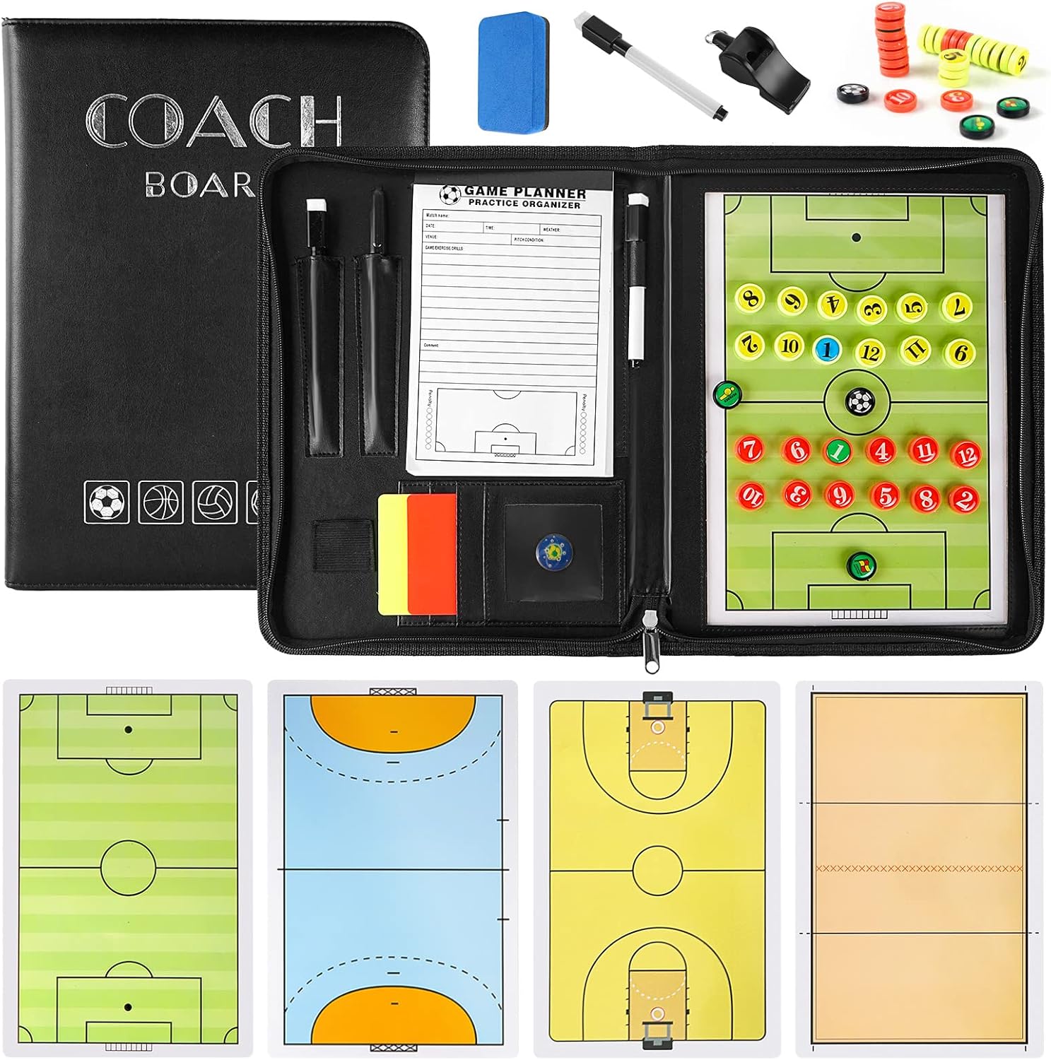 Tabla de entrenamiento táctica magnética de fútbolfútbol, Portapapeles de entrenador, Herramienta de entrenador de fútbol plegable y portátil,