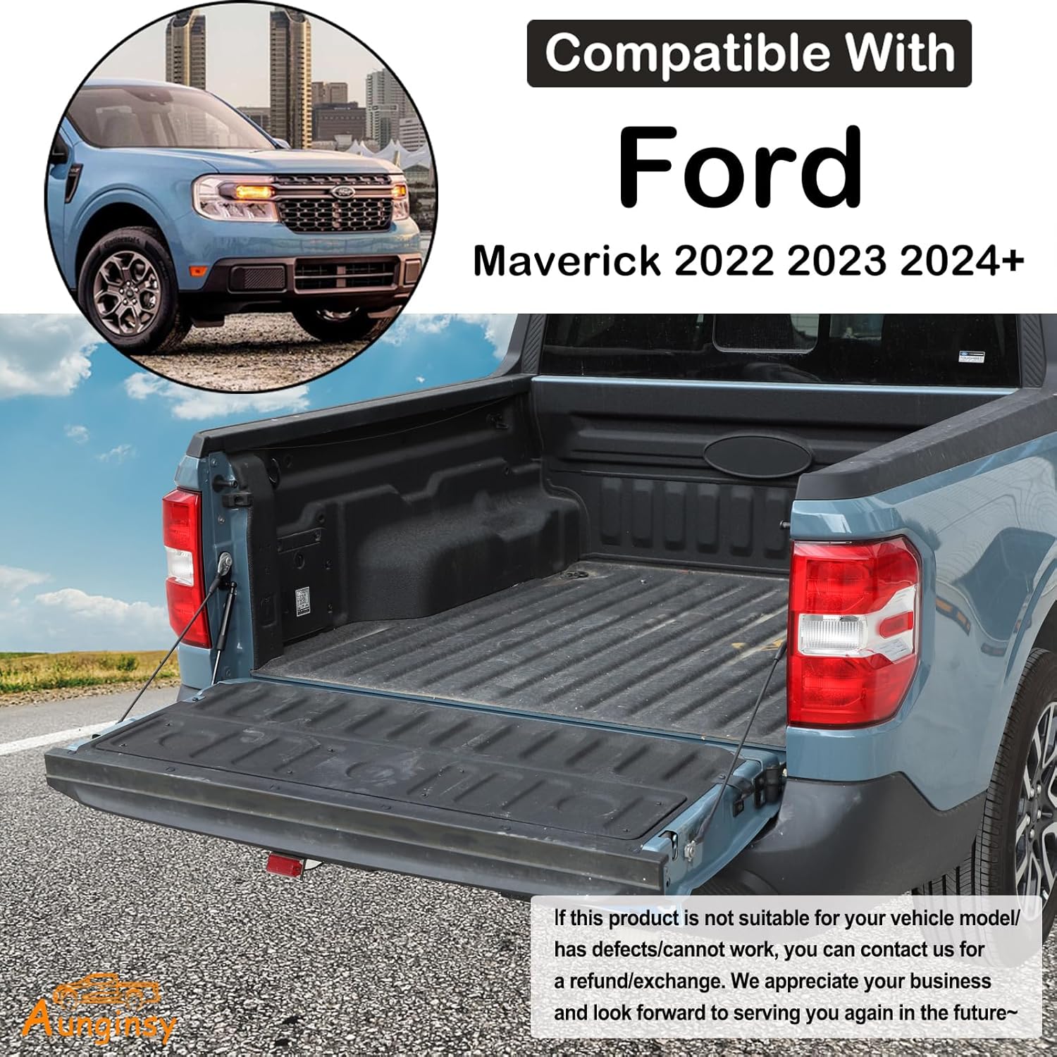 Amortiguador de asistencia para puerta trasera de camión compatible con Ford Maverick 2022 2023 2024 Asistencia para puerta trasera, amortiguador de