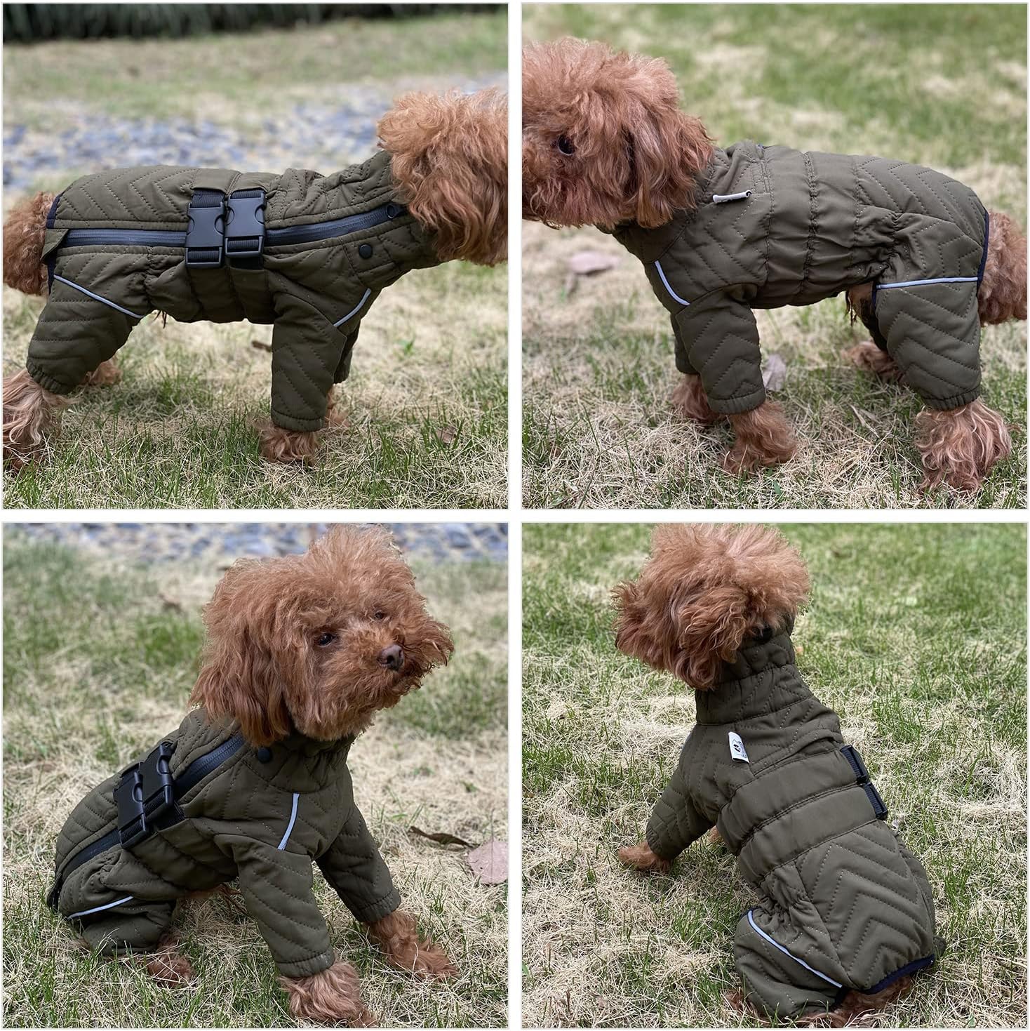 Abrigo cálido para perro, chaleco de doble capa para perro, 4 patas cubiertas, resistente al viento, impermeable, reflectante, chaleco cálido para