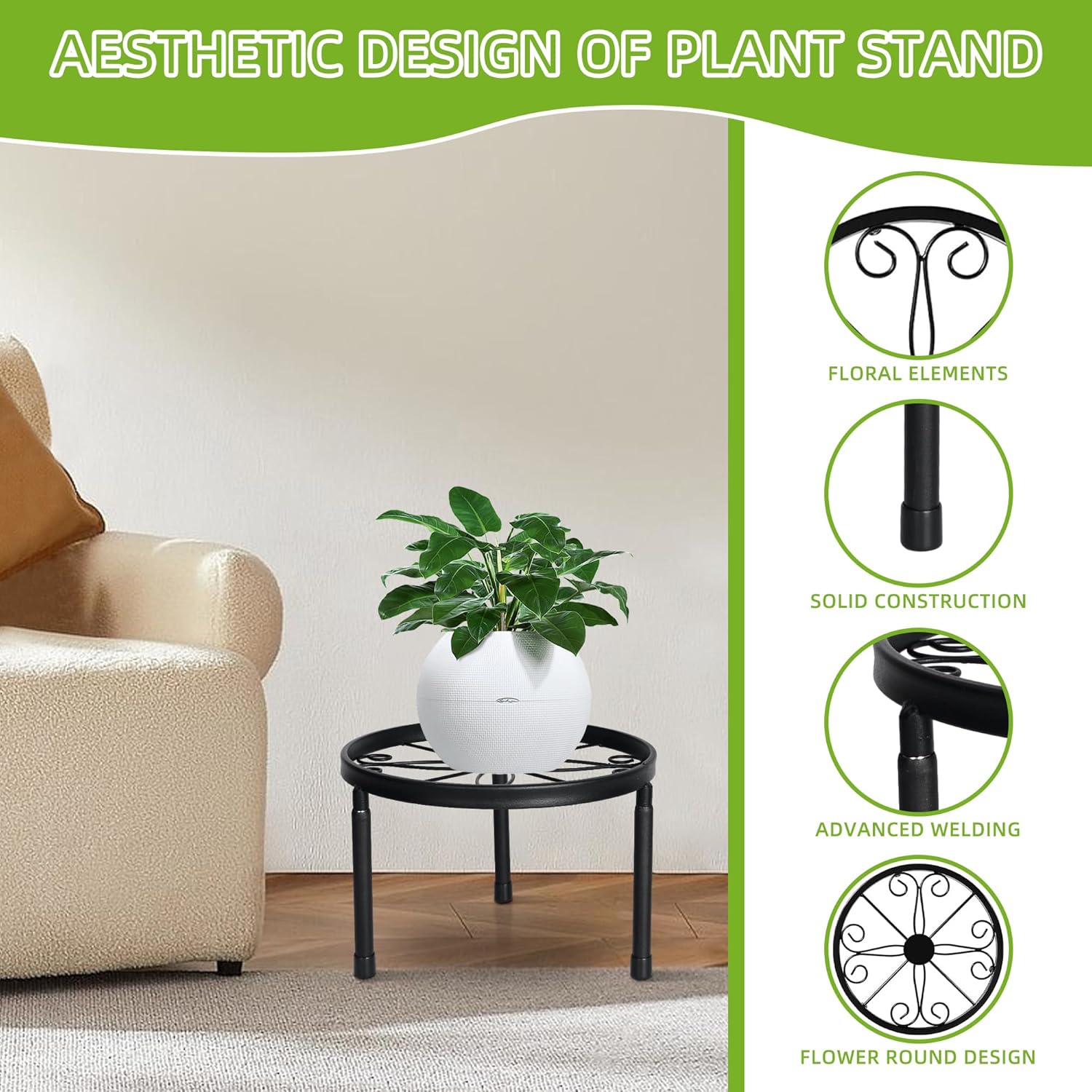 Soportes de metal para macetas, soportes resistentes para múltiples plantas, estante de hierro para macetas, estantes de decoración para interiores