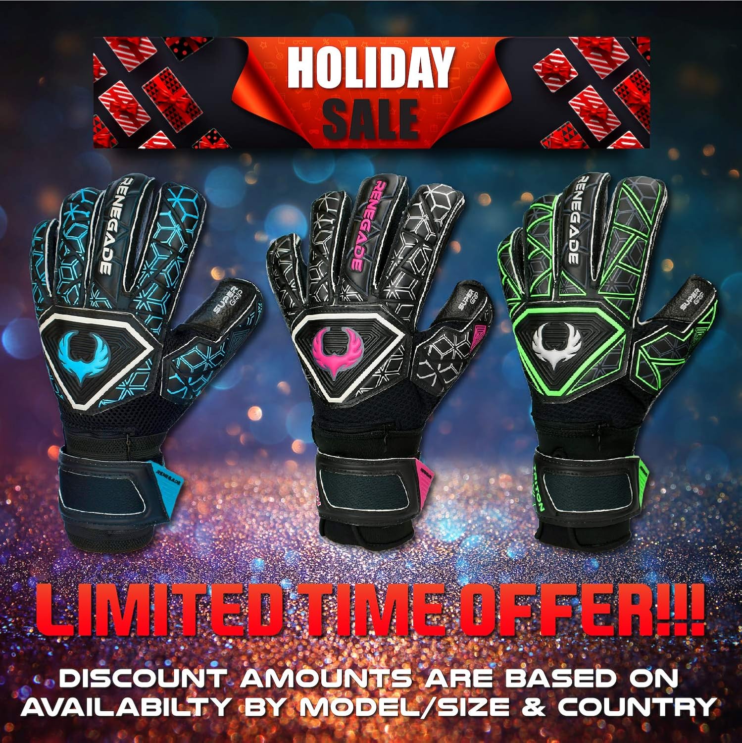 Renegade GK Guantes de portero Triton con protector contra microbios (tallas 5-11, 3 estilos, nivel 2) Pro-Tek Fingersave y duradero 3.5+3MM Super