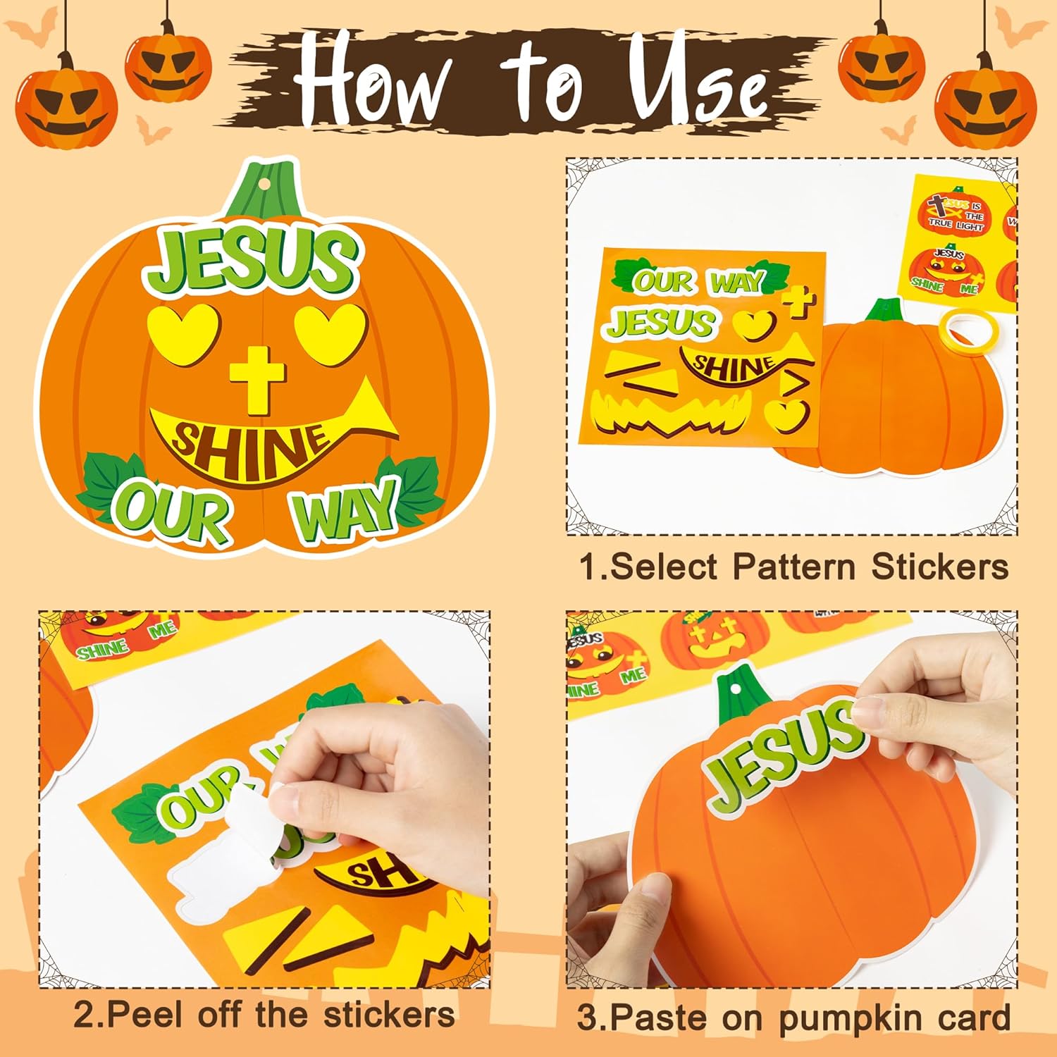 Juego de 30 adornos colgantes de calabaza cristiana de Jesús para Halloween, divertidos recortes de calabazas con cuerdas, decoración de cruz de