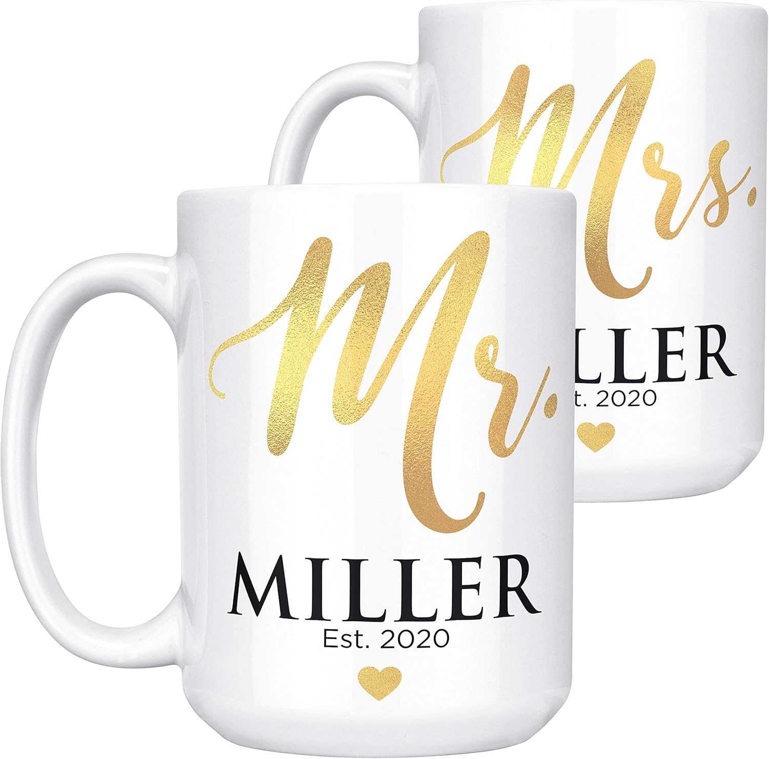 Juego de 2 tazas de café con nombre, tazas personalizadas para parejas, 15 onzas, tazas de café de cerámica, tazas personalizadas para esposa y