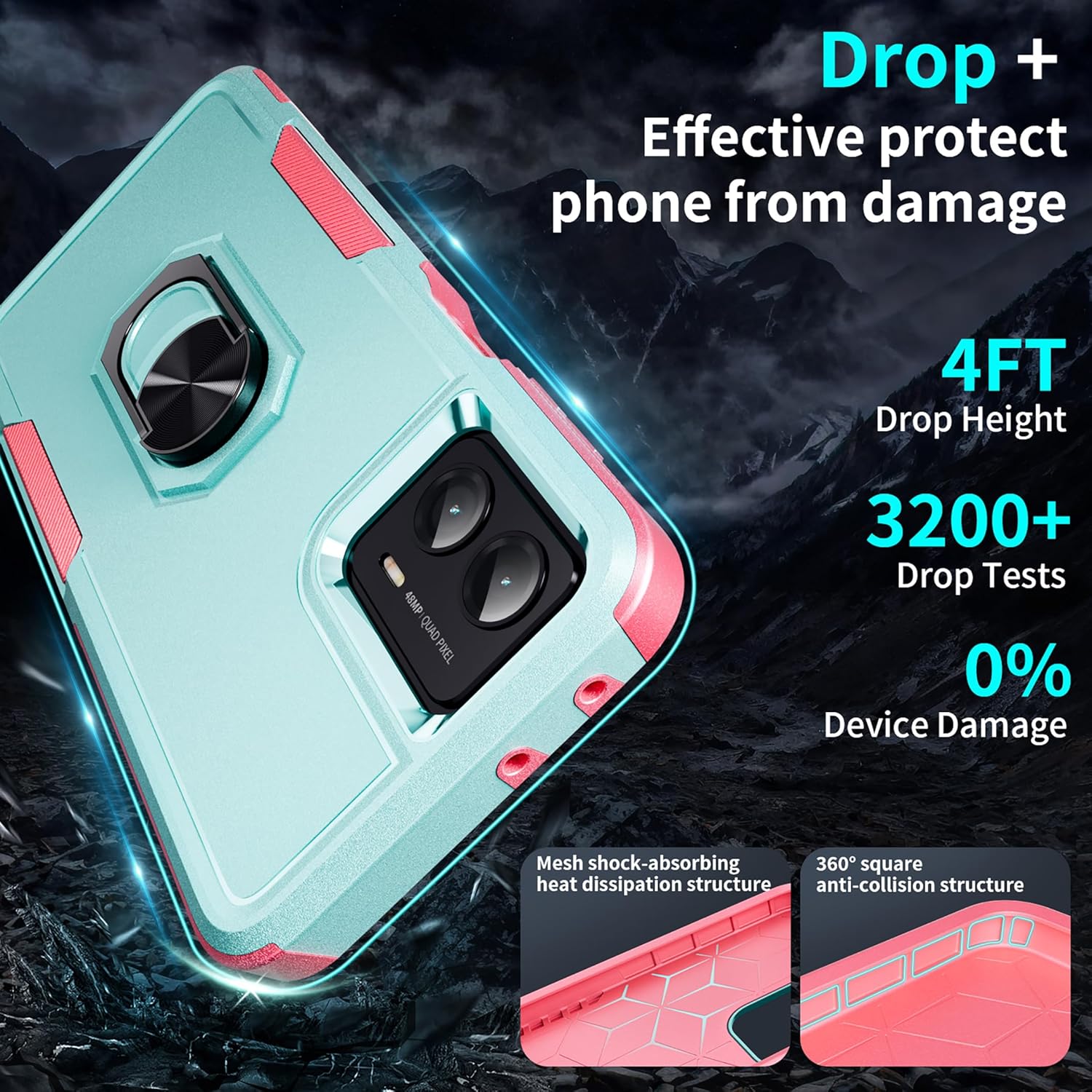 LUTTY Funda diseñada para Motorola Moto G 5G 2023, Moto G Power 5G 2023, con soporte de anillo giratorio de 360 y protector de pantalla, parte