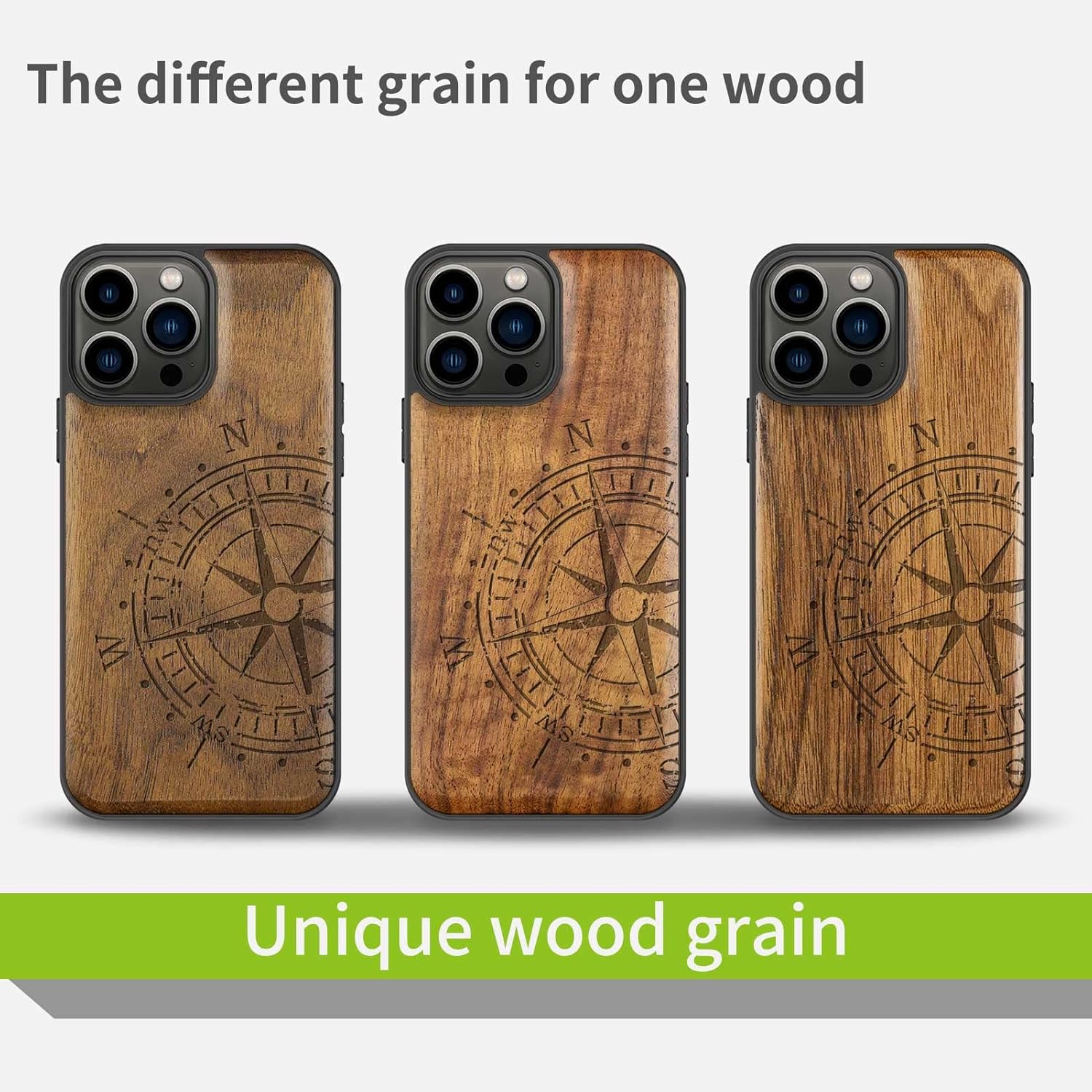 Carveit Funda magnética de madera para iPhone 13 Pro Max madera real dura y TPU suave a prueba de golpes, funda protectora híbrida única y elegante