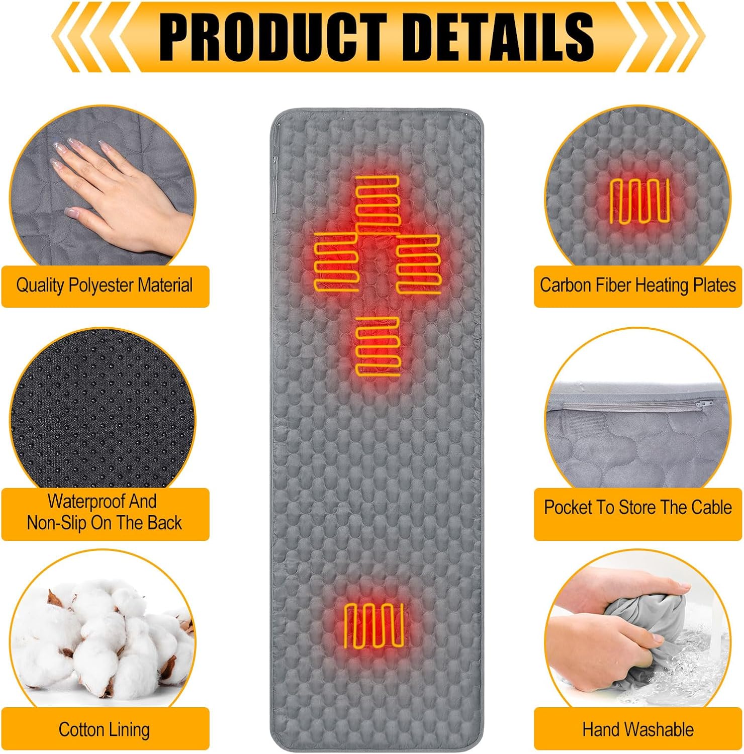 Newwiee 2 almohadillas para saco de dormir con calefacción de 5 V, soporte de alimentación USB, saco de dormir de 78 x 24 pulgadas, calentador de
