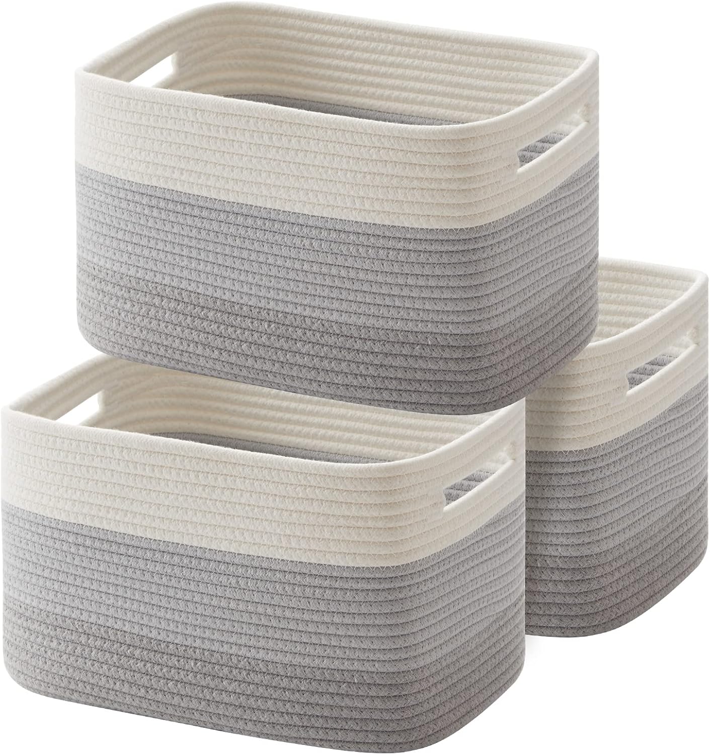 OIAHOMY Cesta de almacenamiento, cestas tejidas para almacenamiento, cesta de cuerda de algodón para juguetes, cestas de toalla para baño, paquete
