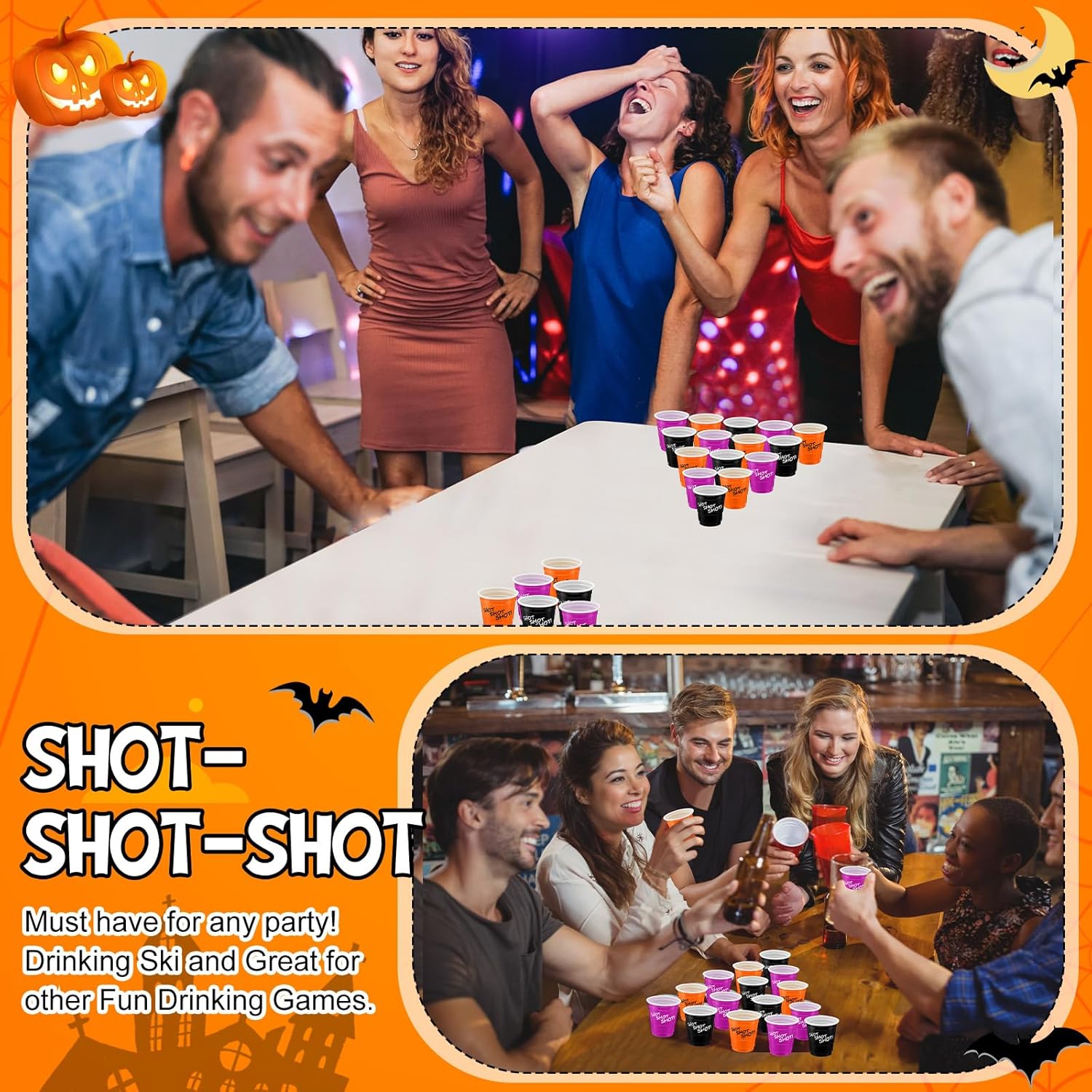 Lounsweer 100 vasos de plástico para Halloween, vasos desechables de 2 onzas, mini vasos de fiesta de 2 onzas para despedida de soltera, cumpleaños,