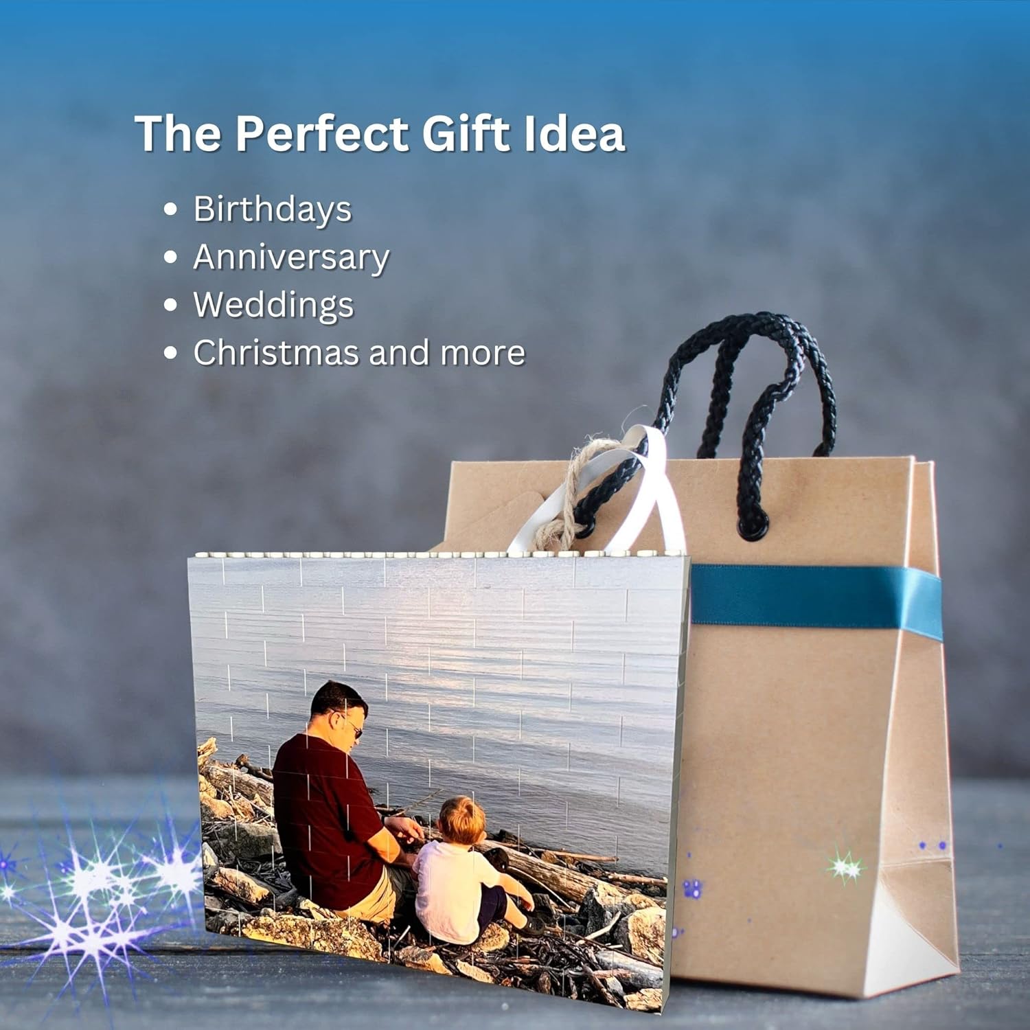 BRICK YOUR PIC Rompecabezas de fotos personalizado con bloques de construcción, regalos personalizados únicos para adultos, parejas, familiares o