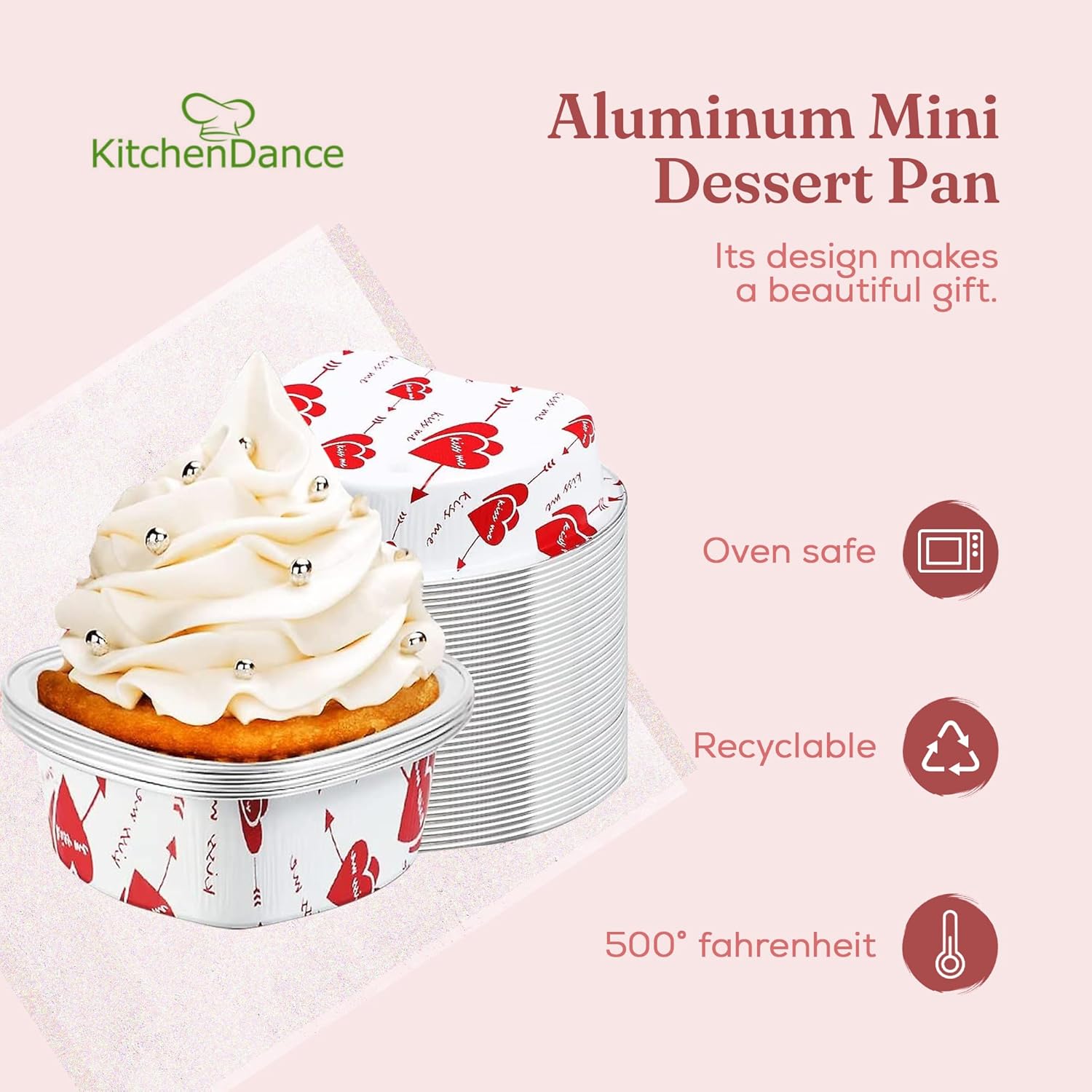 KitchenDance – Molde desechable de aluminio para tartas con tapa  3.5 onzas de papel de aluminio para hornear, cocinar, calentar, preparar