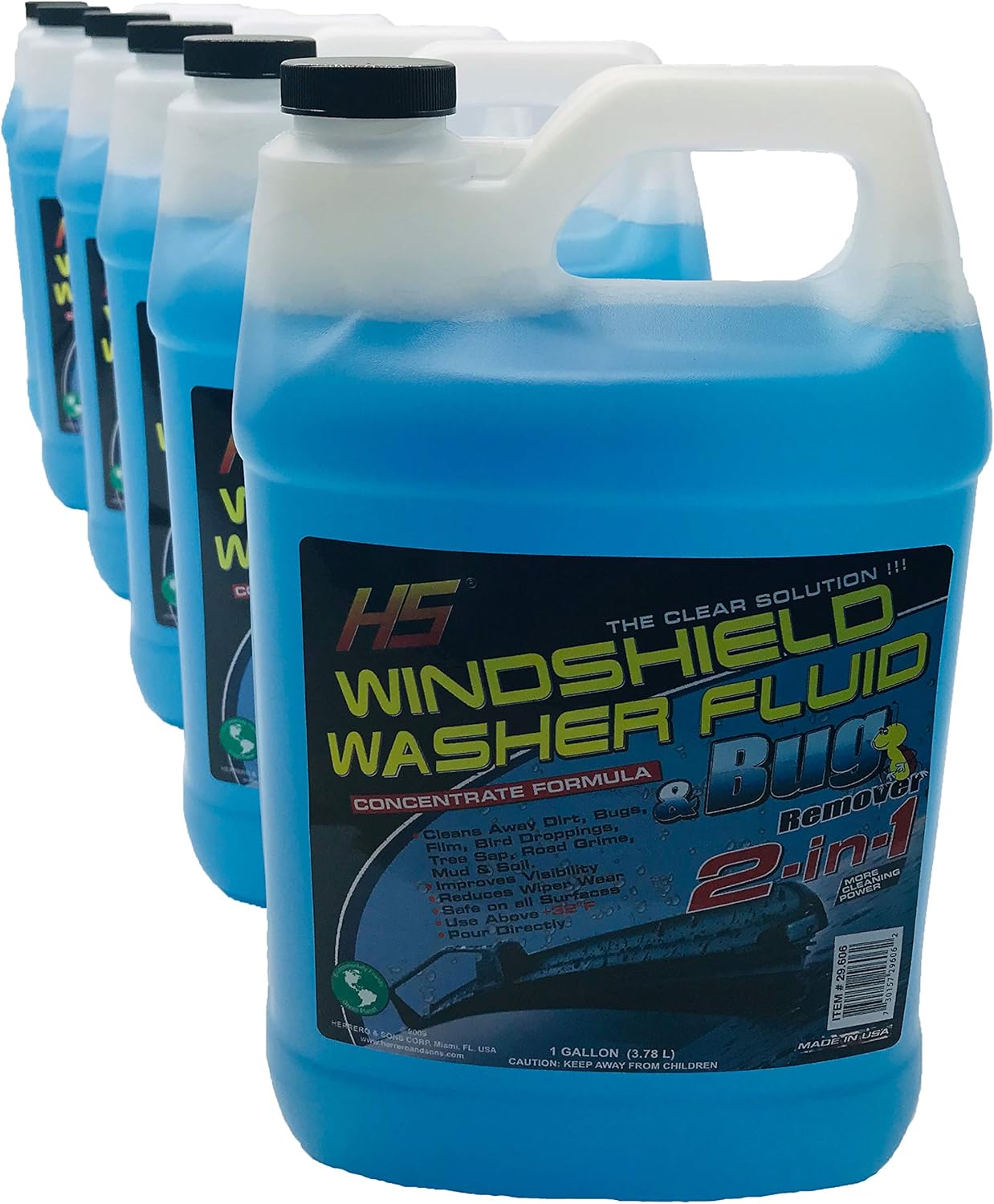 SH HS 29.606 Bug Wash – Líquido limpiador de parabrisas, 1 galón (3.78 L) (paquete de 6)