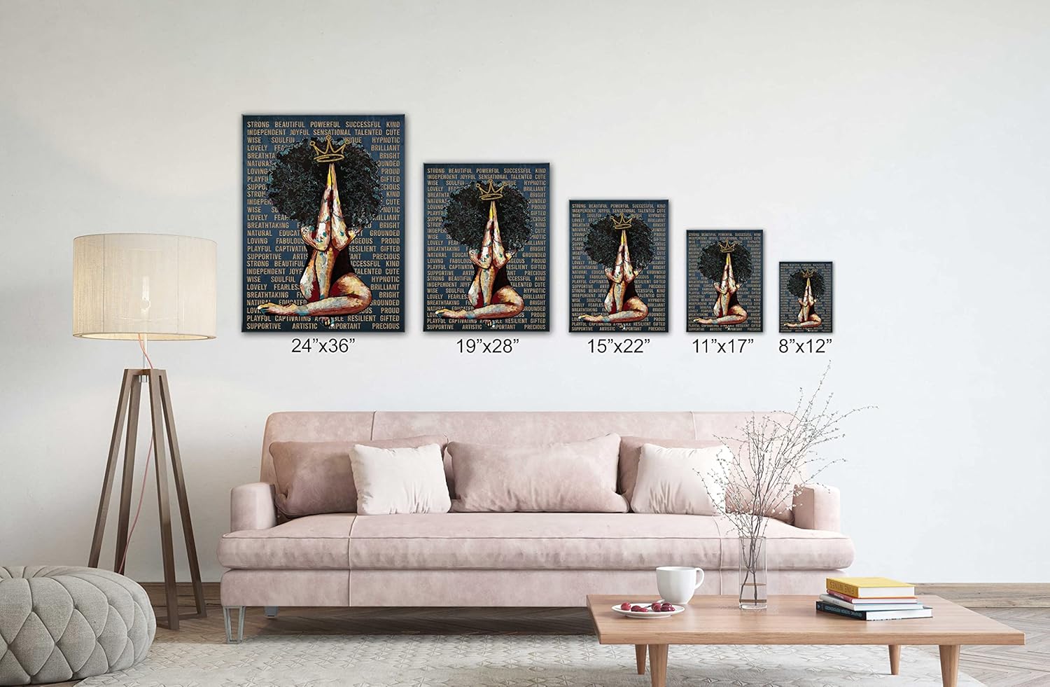 Lienzo mágico para pared de Black Girl, obra de arte de pared afroamericana enmarcada para sala de estar, dormitorio, oficina o decoración del