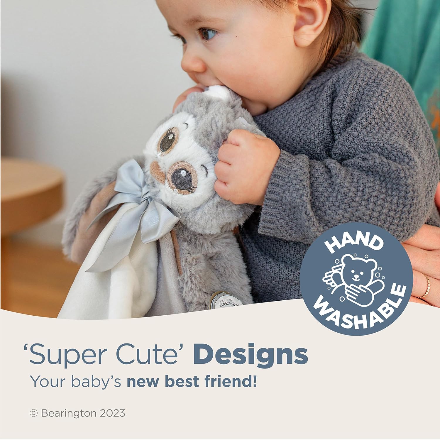 Bearington Baby Lil’ Owlie Snuggler, manta de seguridad de peluche de búho gris de 15 pulgadas para bebés