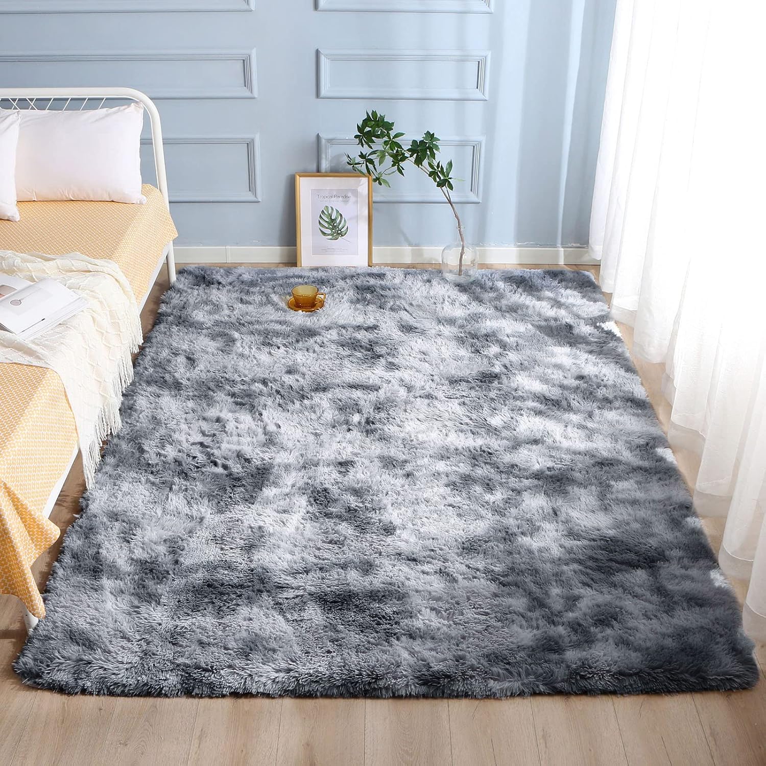 ROCYJULIN Alfombras de área de 6 x 9 pies para dormitorio, alfombras esponjosas para sala de estar, ultra suave, antideslizante, alfombra de pelo