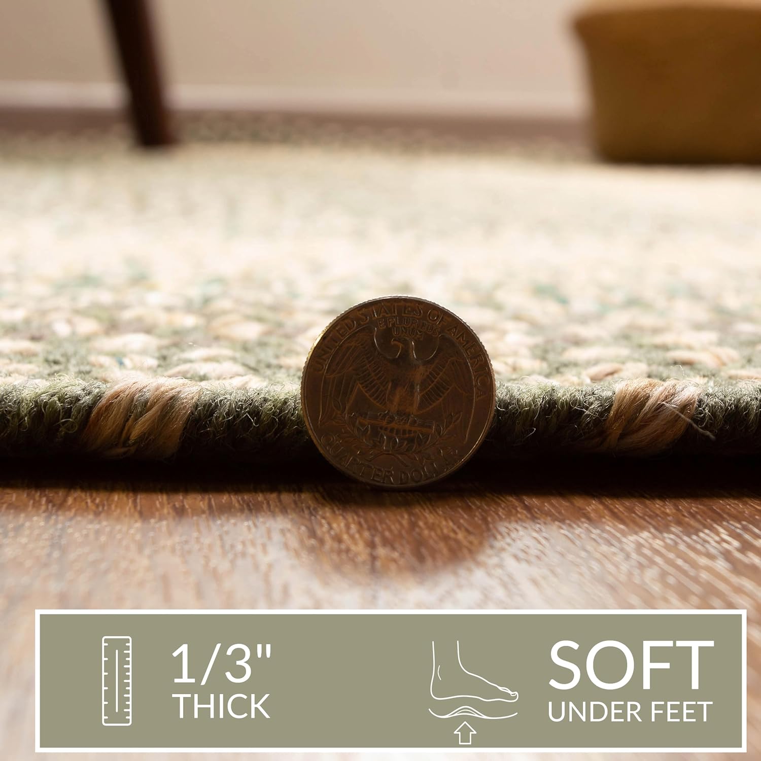 Super Area Rugs Braided Rugs Farmhouse – Alfombra trenzada Ridgewood para sala de estar, reversible, para interiores y exteriores, fabricada en