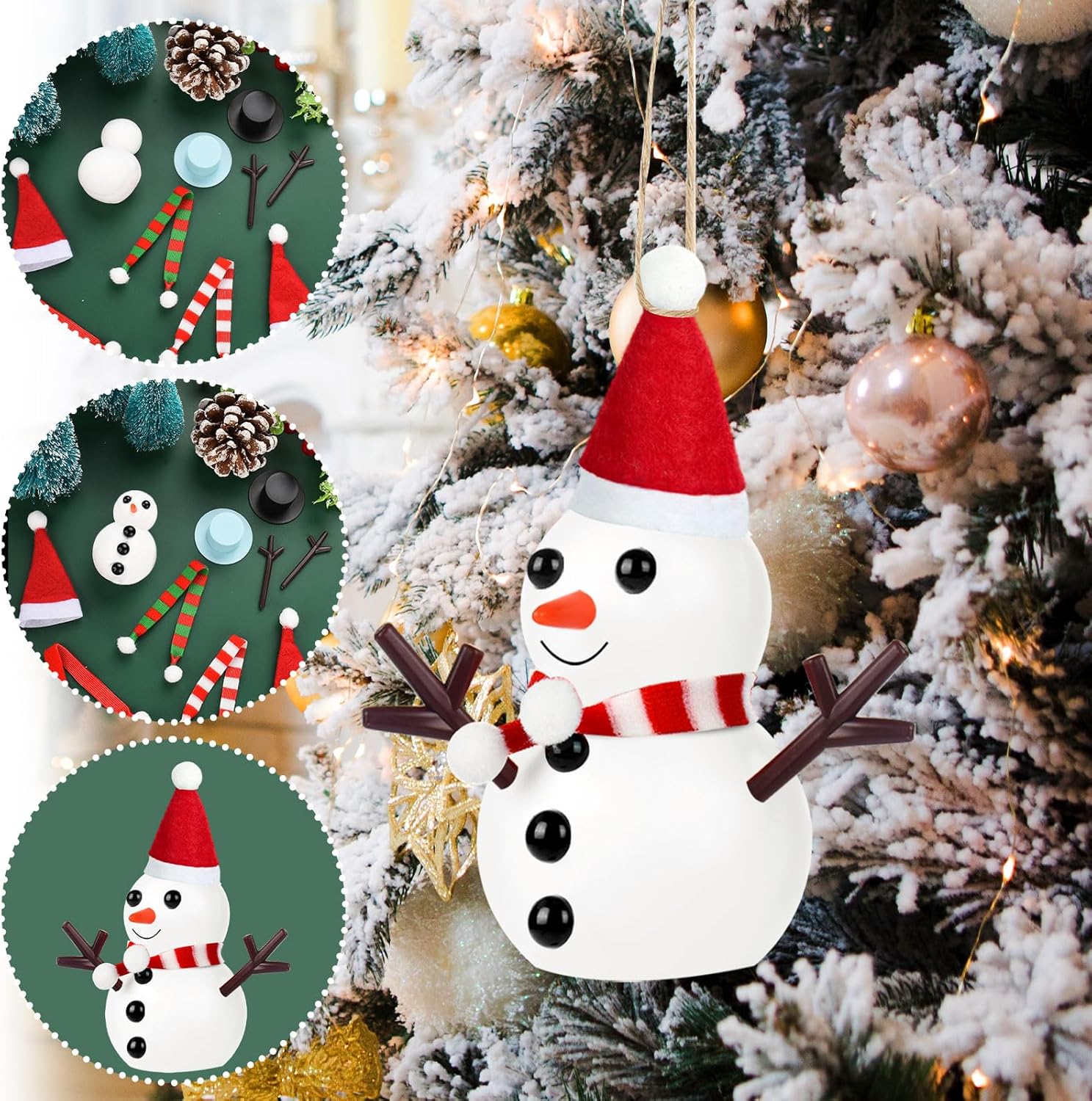 Kit de 12 piezas para construir un muñeco de nieve, manualidades de muñeco de nieve para niños, kit de bricolaje para niños y niñas de 4 a 12 años