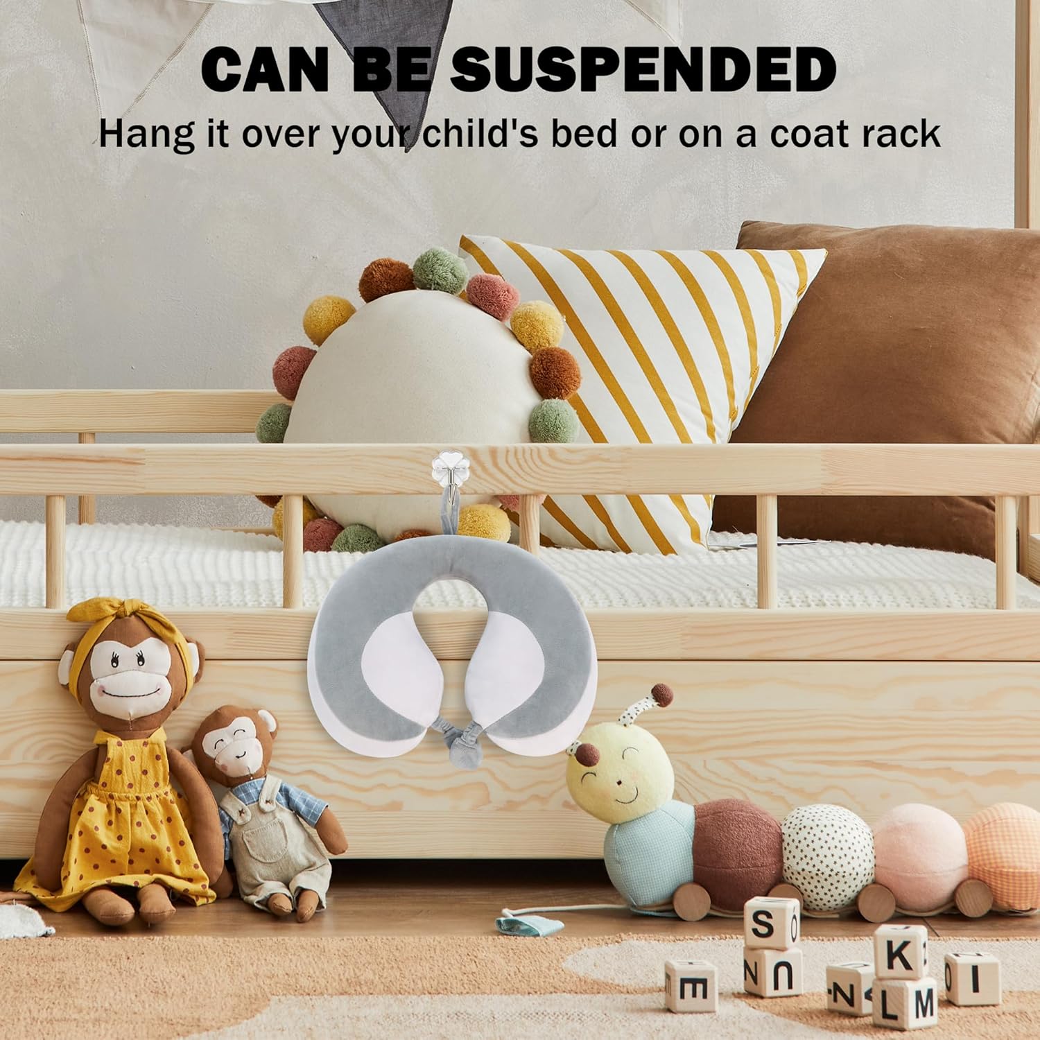 Almohada de viaje para niños para asiento de automóvil, soporte para el cuello y la barbilla para descansar cómodamente soporta la cabeza, 100%