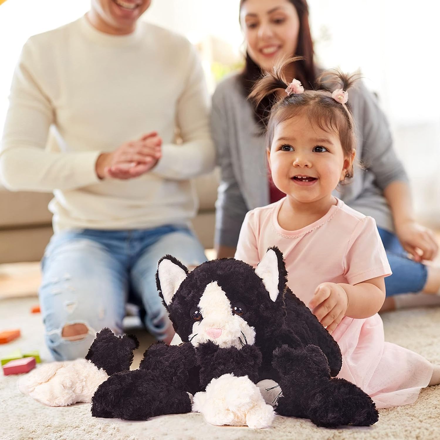 IKASA Juguete de peluche para mamá y bebé, lindo juego familiar de 16 pulgadas, suave, pequeño, esponjoso, juguete abrazable con pequeños bebés y